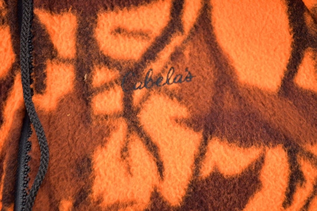Vintage 1990s Cabela's Orange Camo Fleece Zip Up Hoodie Men's Large - Image 5