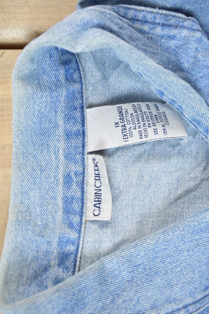 Vintage 1990s Cabin Creek Denim Button Up Shirt Men's XL - Image 4