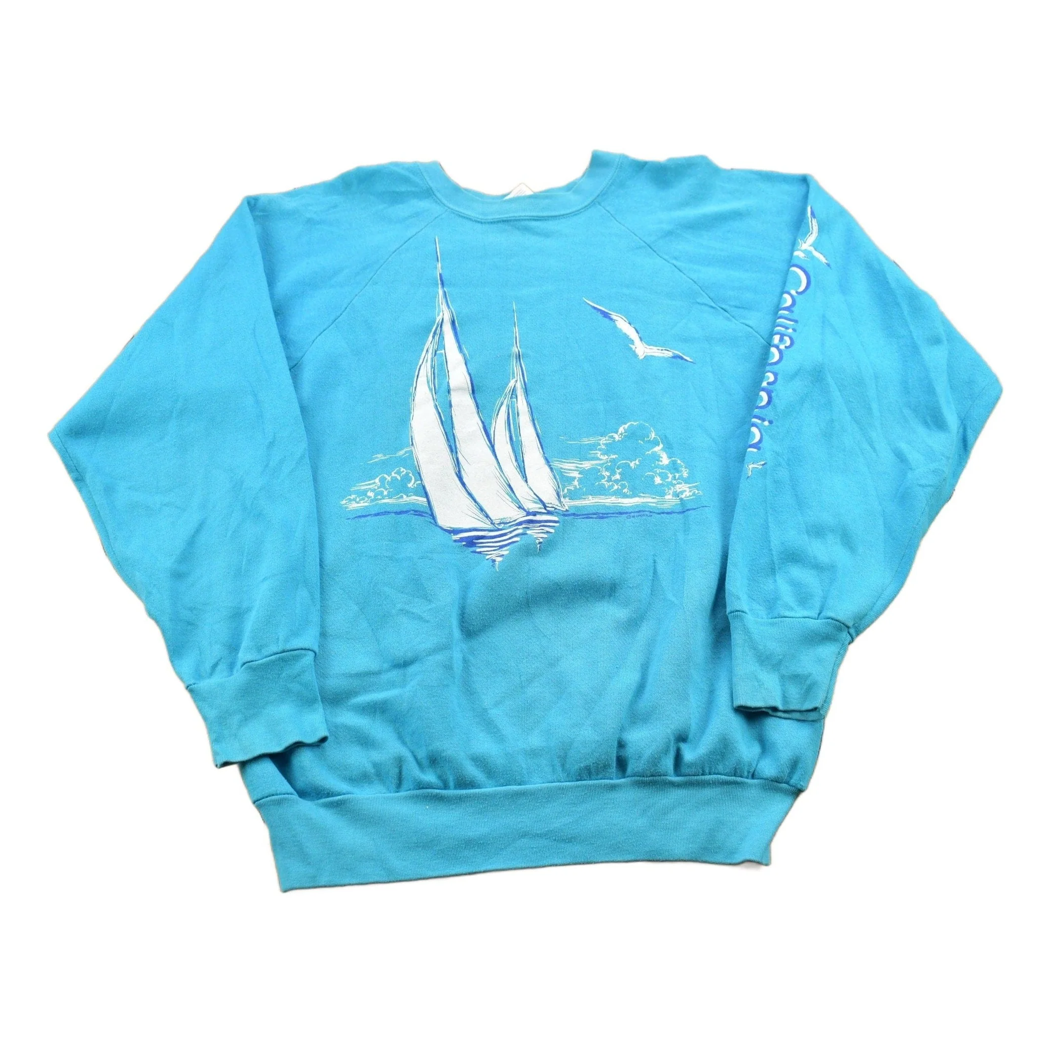 Vintage 1990s California Nautical Theme Crewneck Sweatshirt Men's Small
