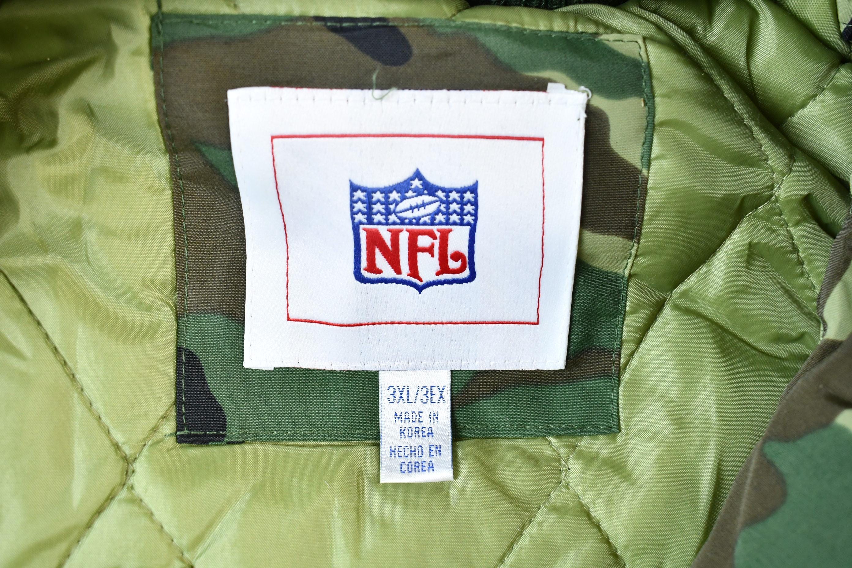 Vintage 1990s Camo Pittsburgh Steelers NFL Football Hooded Puffer Jacket Men's 3XL - Image 9
