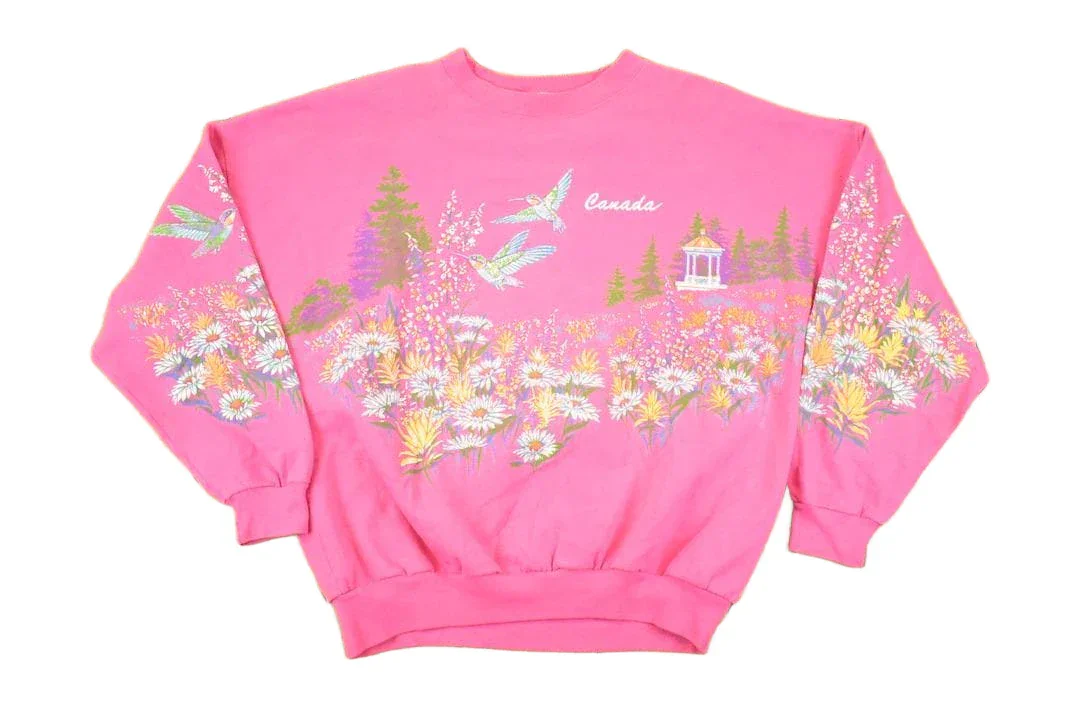 Vintage 1990s Canadian Hummingbirds AOP Graphic Print Crewneck Sweatshirt Womens XL - Image 2