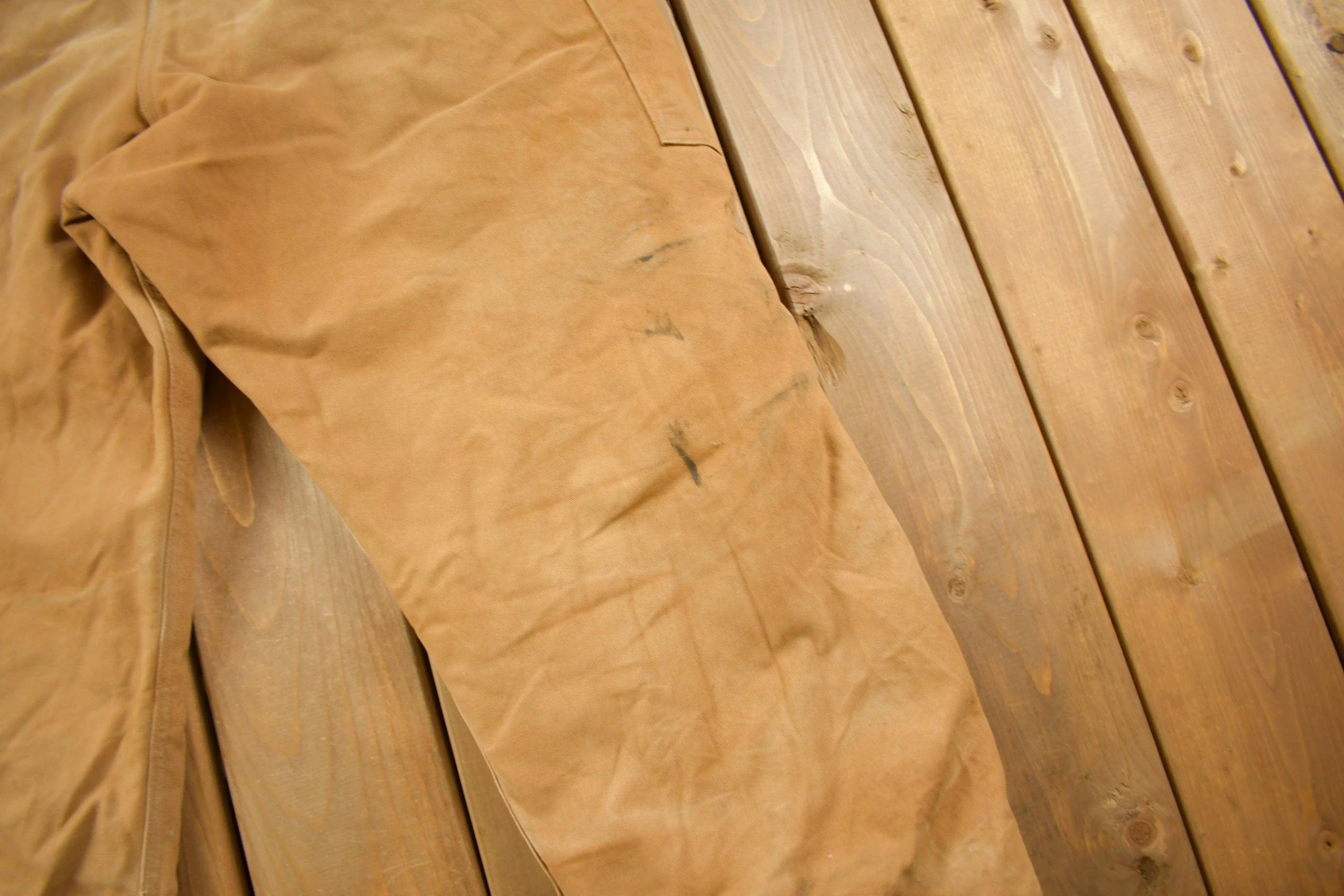 Vintage 1990s Carhartt Beige Double Knee Canvas Quilted Overalls Men's 46 x 30 - Image 9