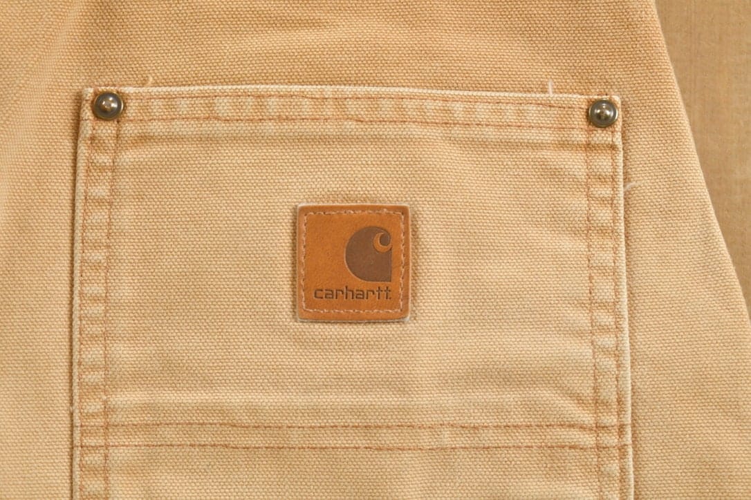 Vintage 1990s Carhartt Beige Double Knee Work Pants Men's 30 x 30 - Image 3