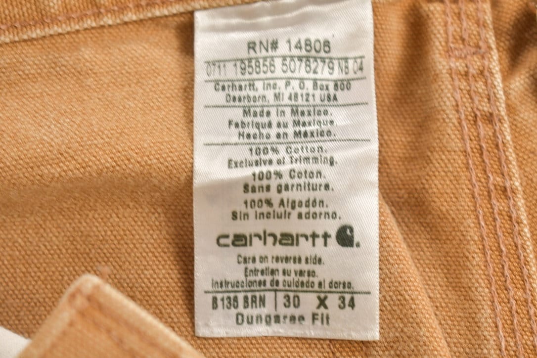 Vintage 1990s Carhartt Beige Double Knee Work Pants Men's 30 x 30 - Image 4