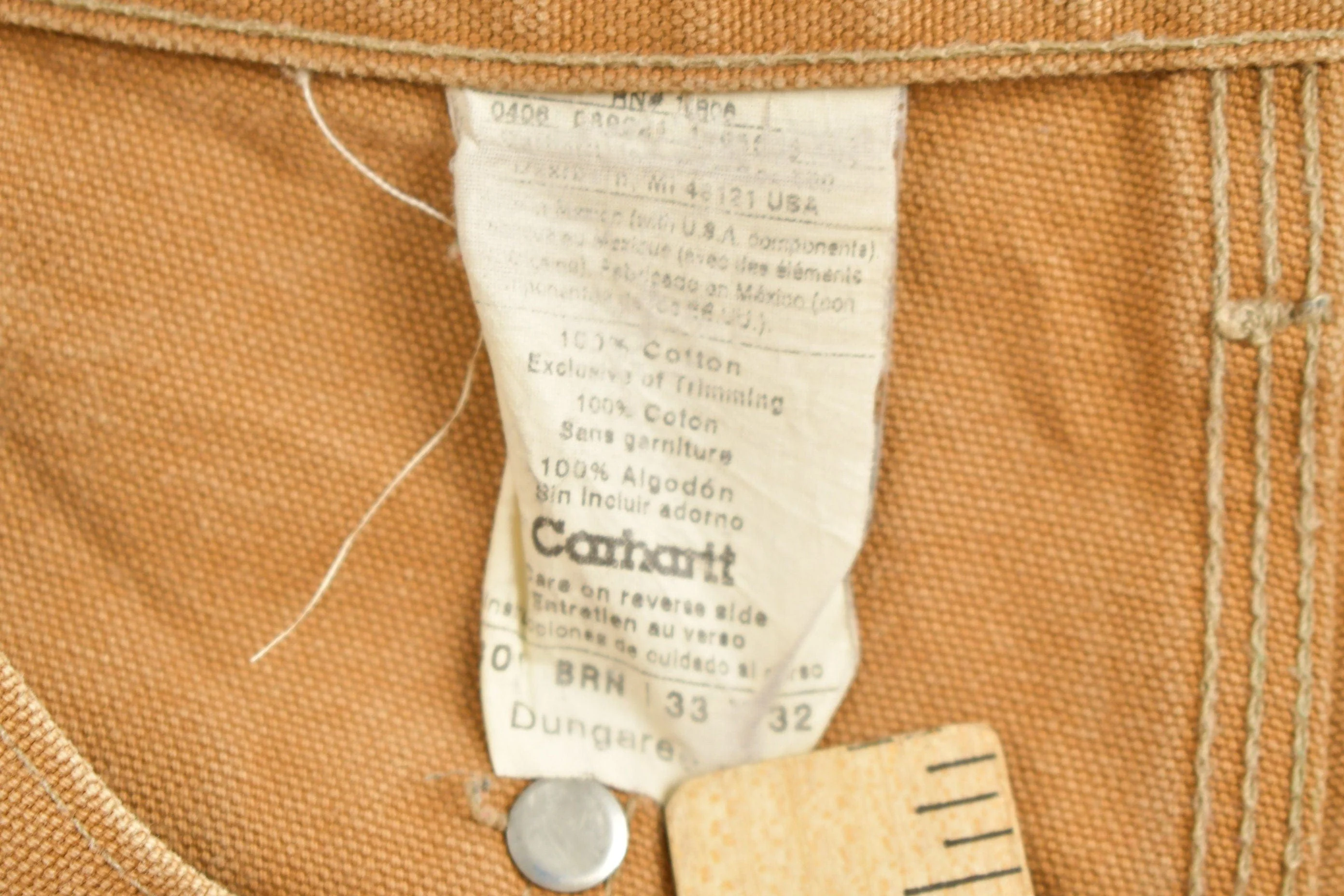 Vintage 1990s Carhartt Beige Double Knee Work Pants Men's 32 x 30 - Image 4
