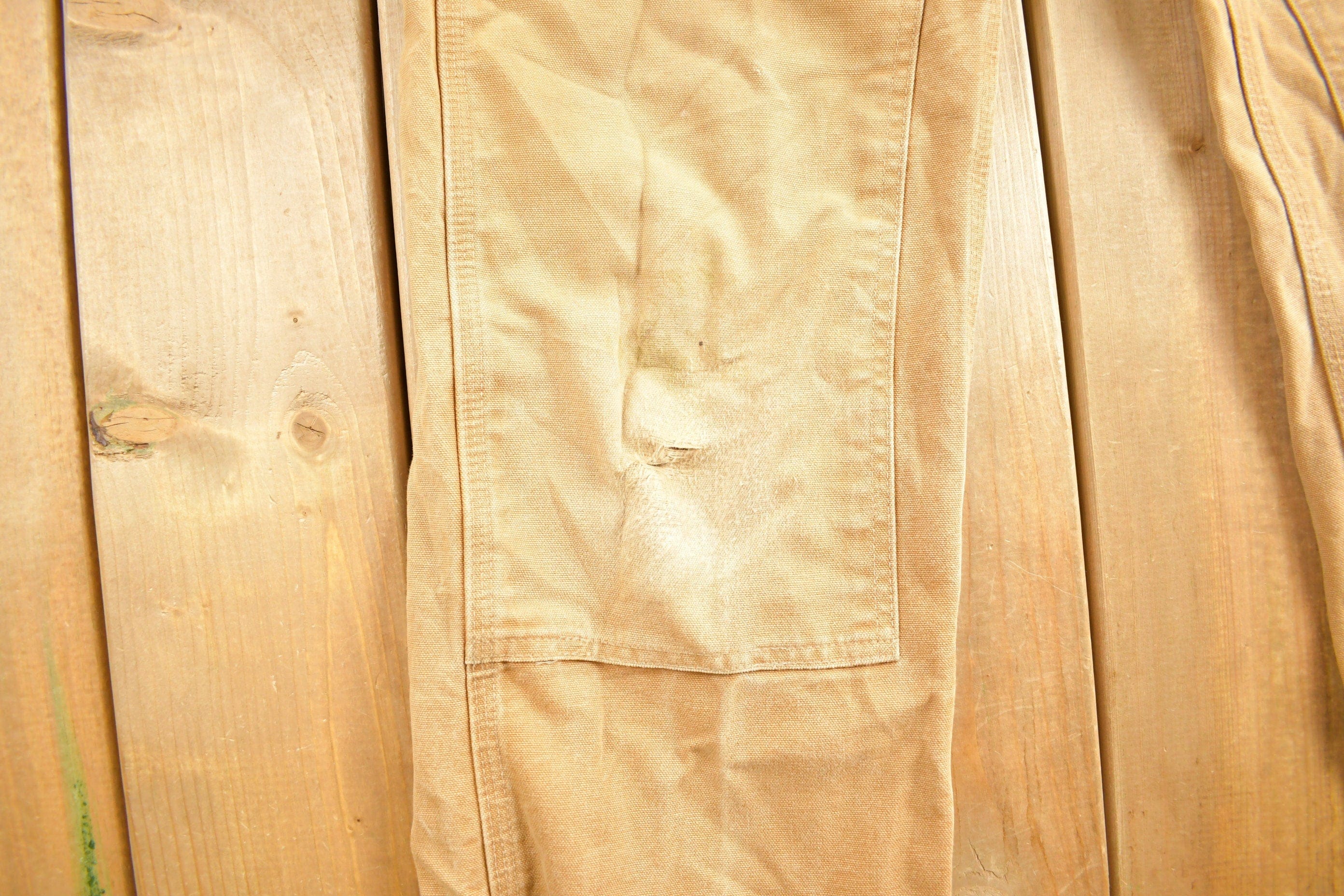 Vintage 1990s Carhartt Beige Double Knee Work Pants Men's 32 x 30 - Image 5
