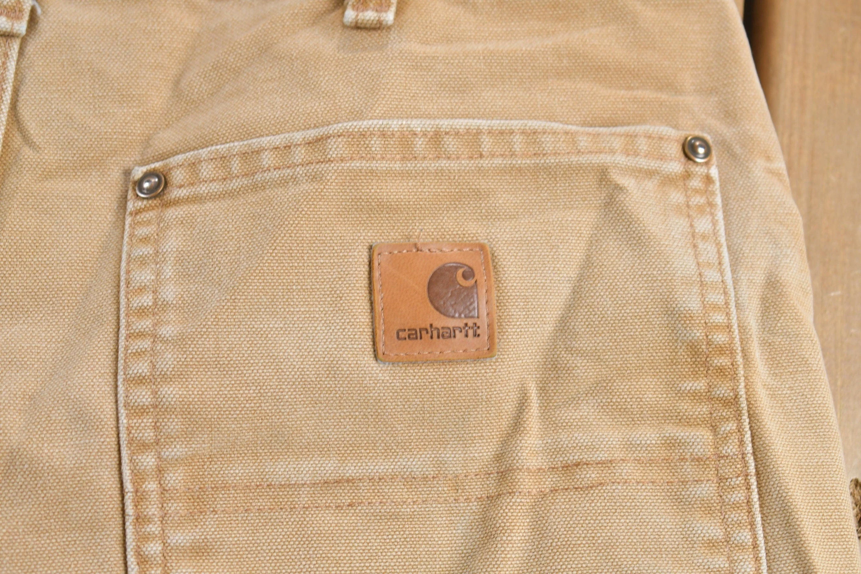 Vintage 1990s Carhartt Beige Double Knee Work Pants Men's 33 x 30 - Image 3