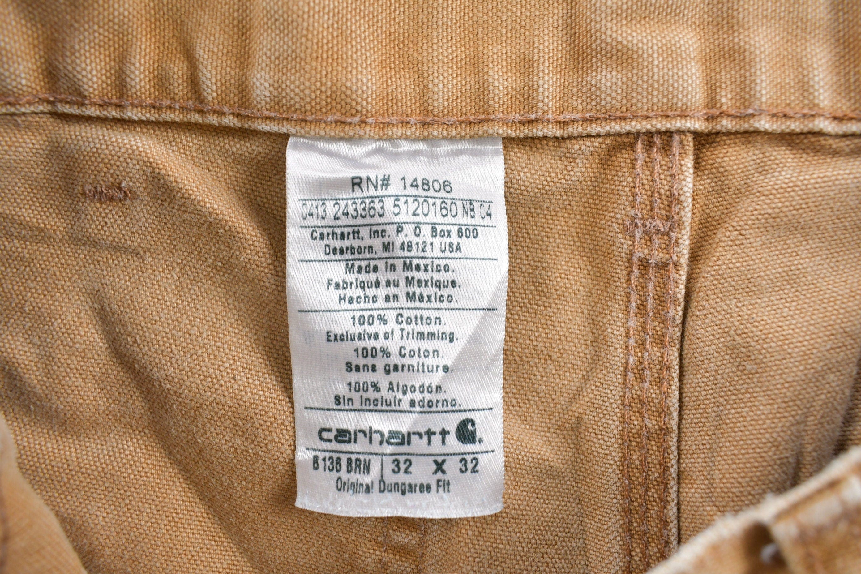 Vintage 1990s Carhartt Beige Double Knee Work Pants Men's 33 x 30 - Image 4
