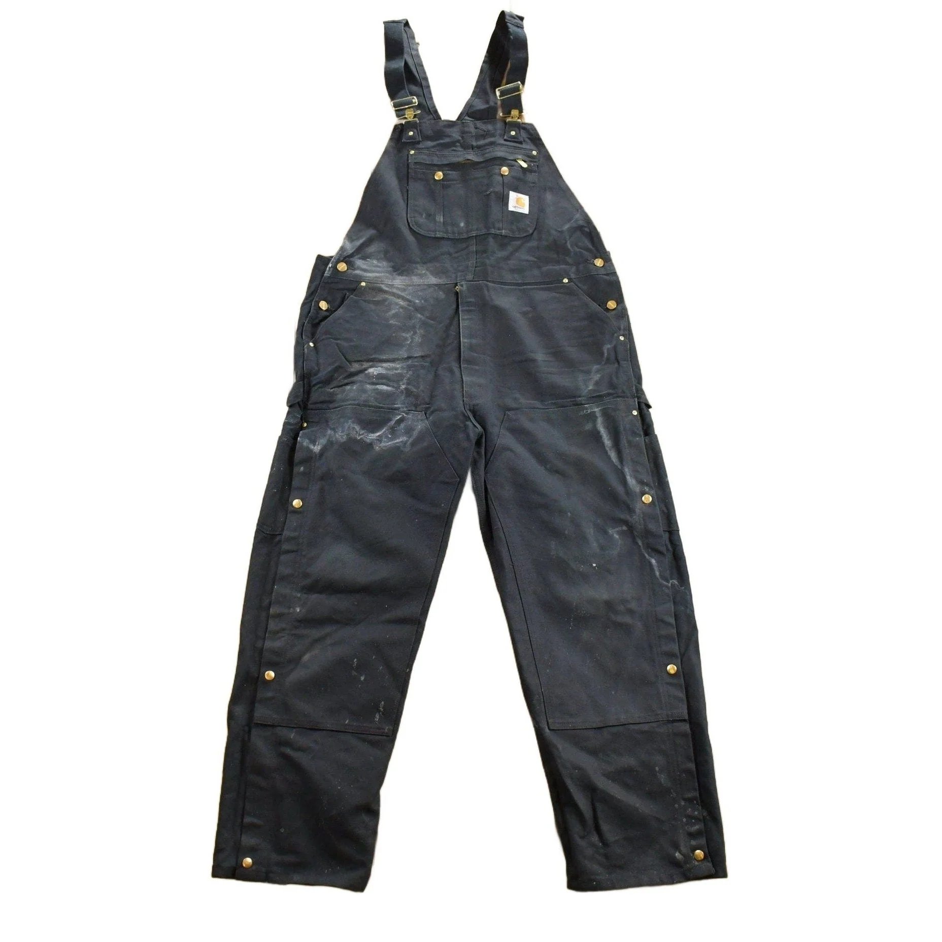 Vintage 1990s Carhartt Black Canvas Double Knee Overalls Men's 40 x 29