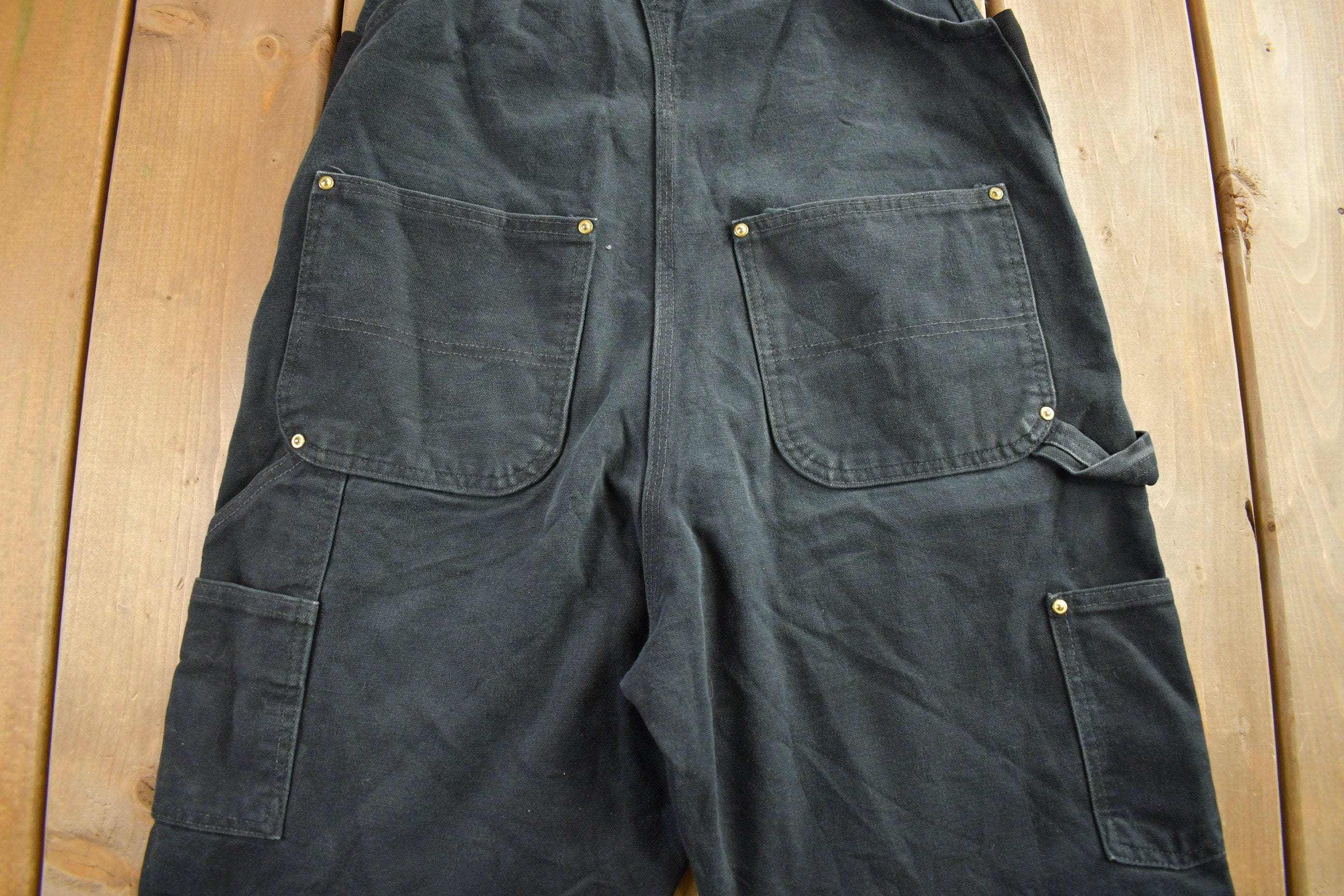 Vintage 1990s Carhartt Black Canvas Overalls Men's 40 x 31 - Image 5