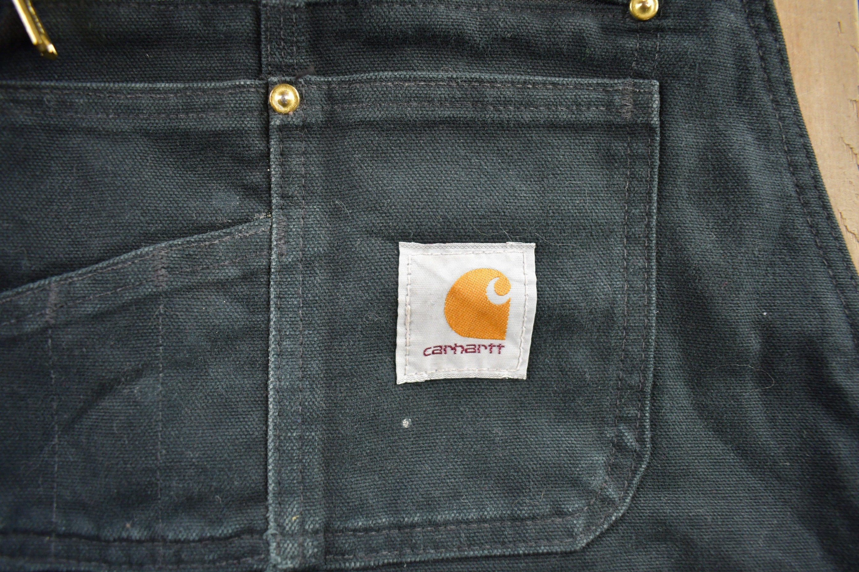 Vintage 1990s Carhartt Black Canvas Overalls Men's 40 x 31 - Image 7