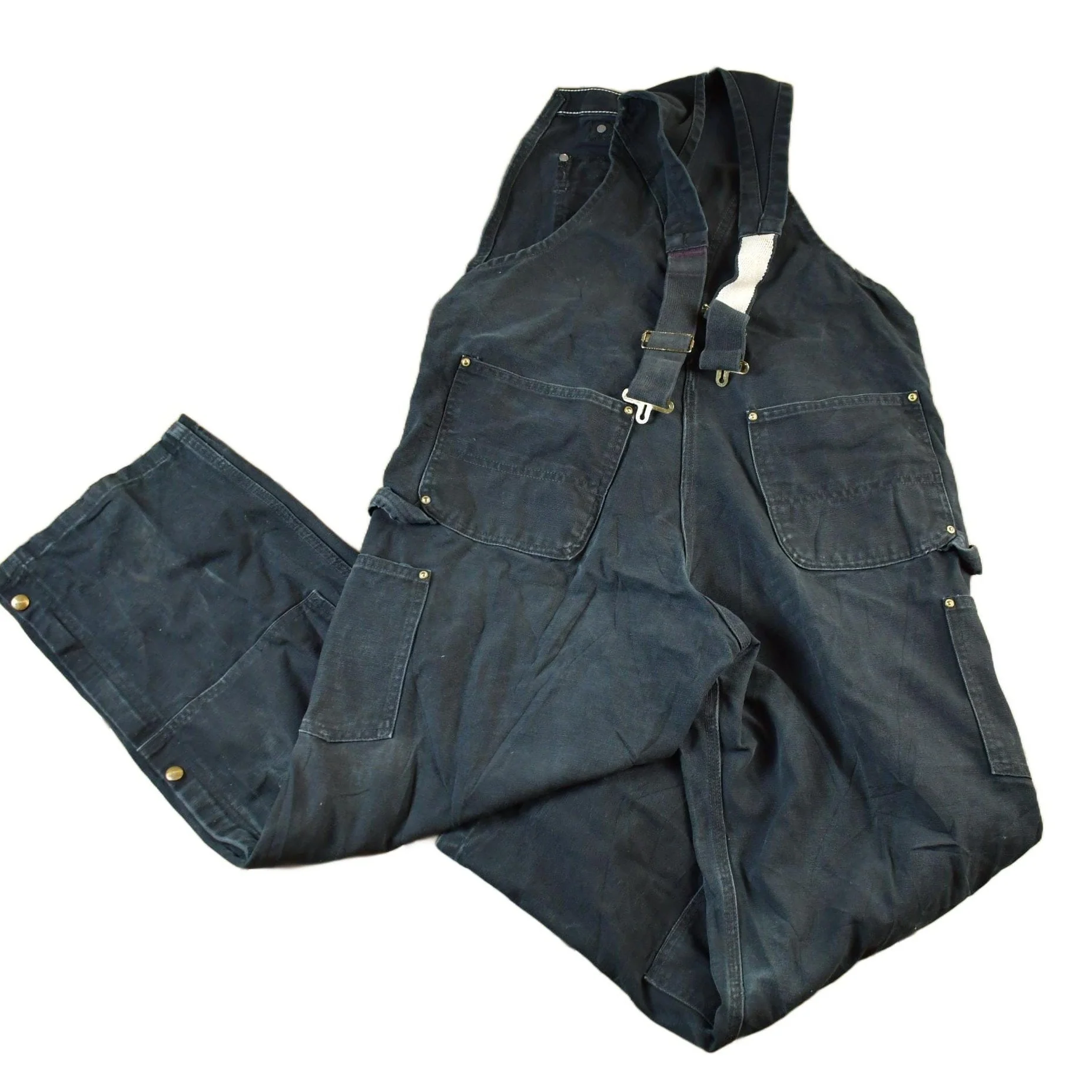 Vintage 1990s Carhartt Black Double Knee Canvas Overalls Men's 36 x 27 - Image 2
