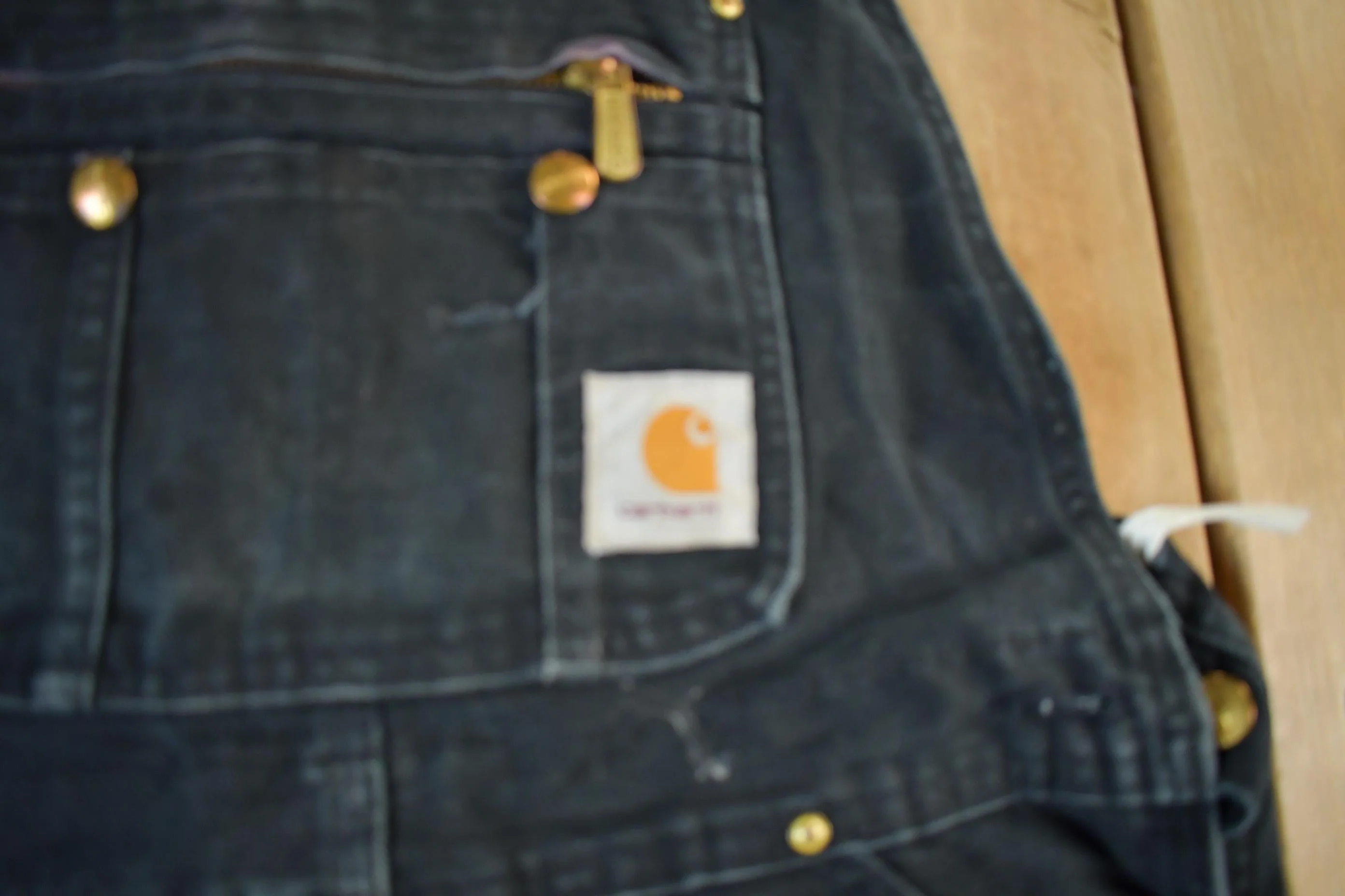 Vintage 1990s Carhartt Black Double Knee Canvas Overalls Men's 36 x 27 - Image 5