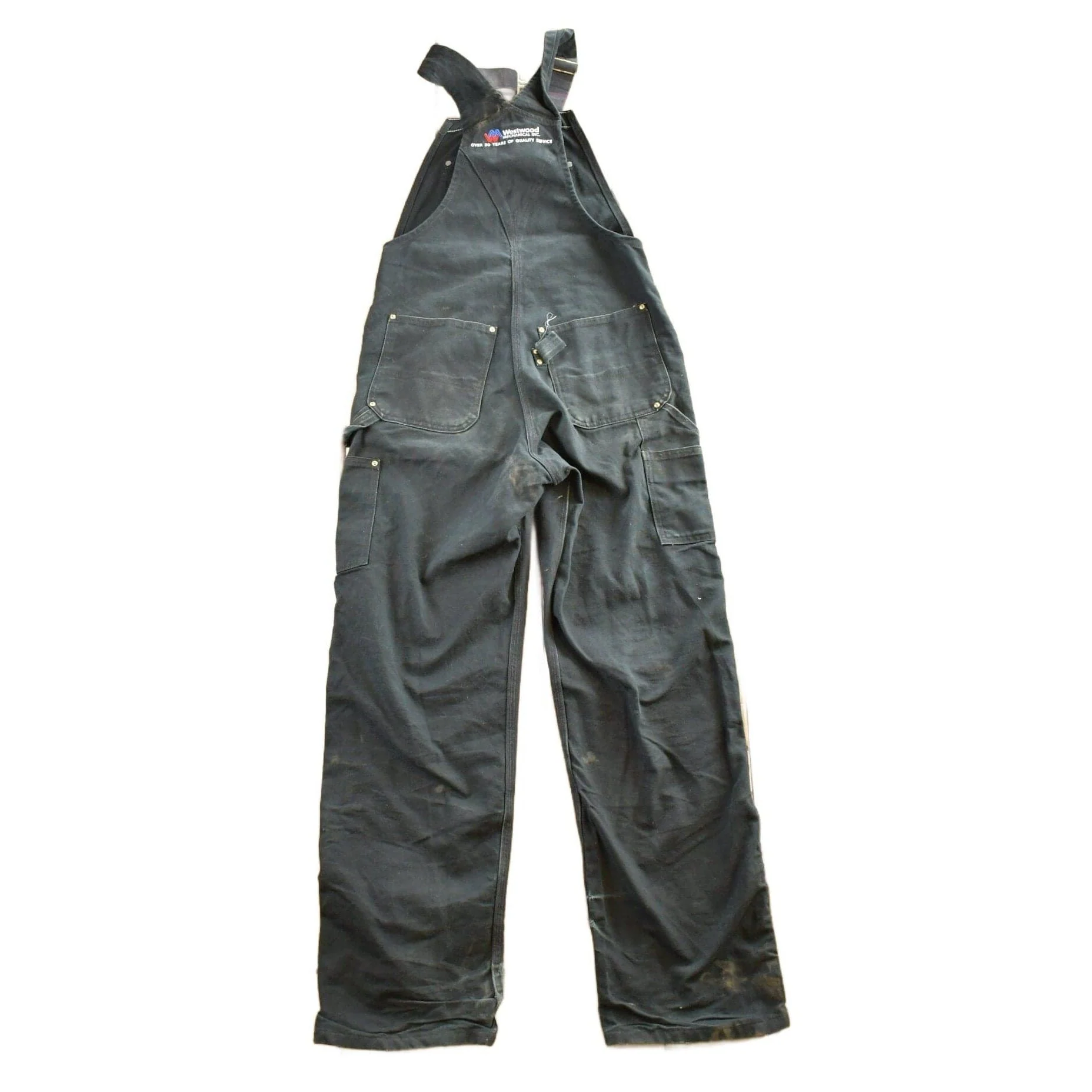 Vintage 1990s Carhartt Black Double Knee Canvas Overalls Men's 40 x 30 - Image 2