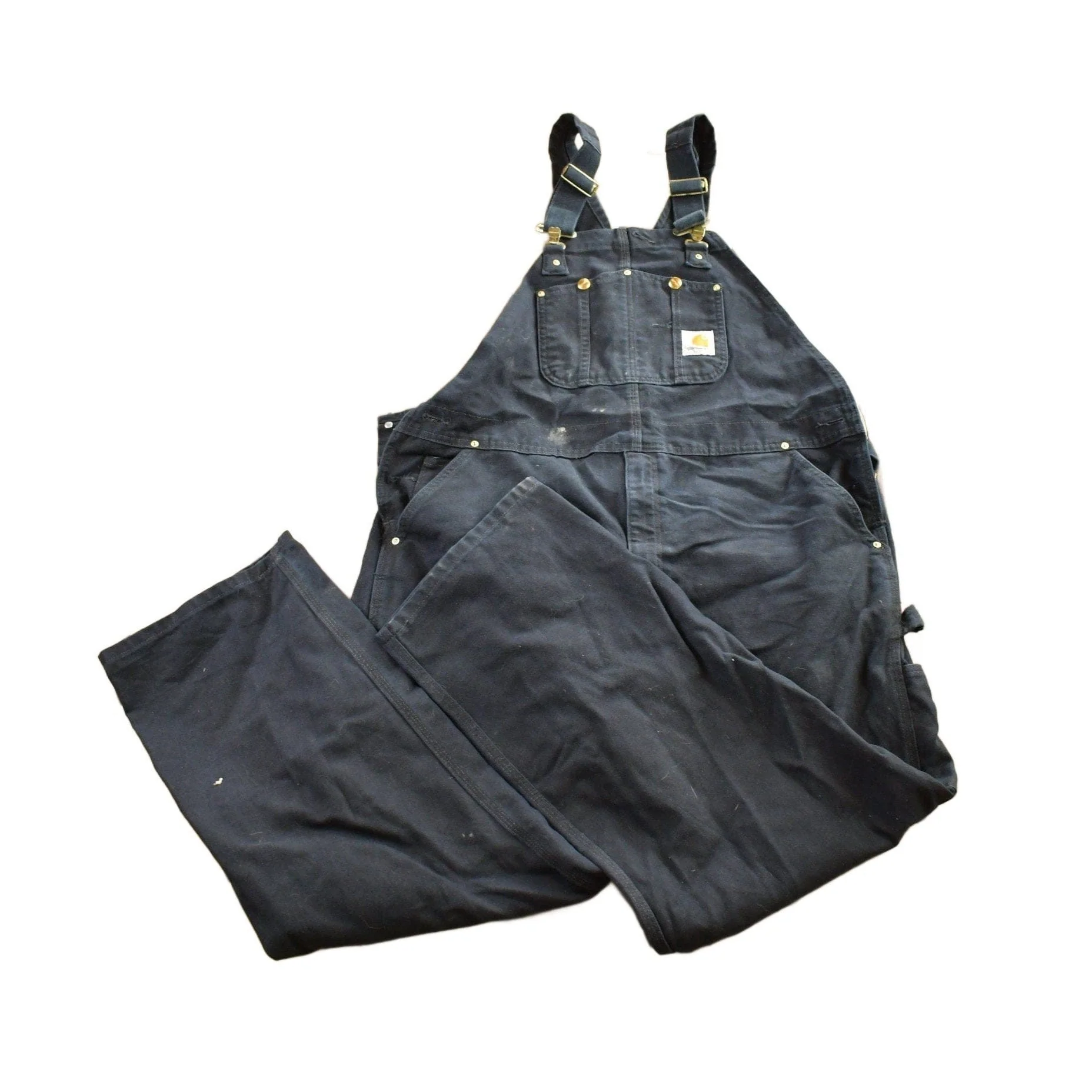 Vintage 1990s Carhartt Black Double Knee Canvas Overalls Men's 44 x 30