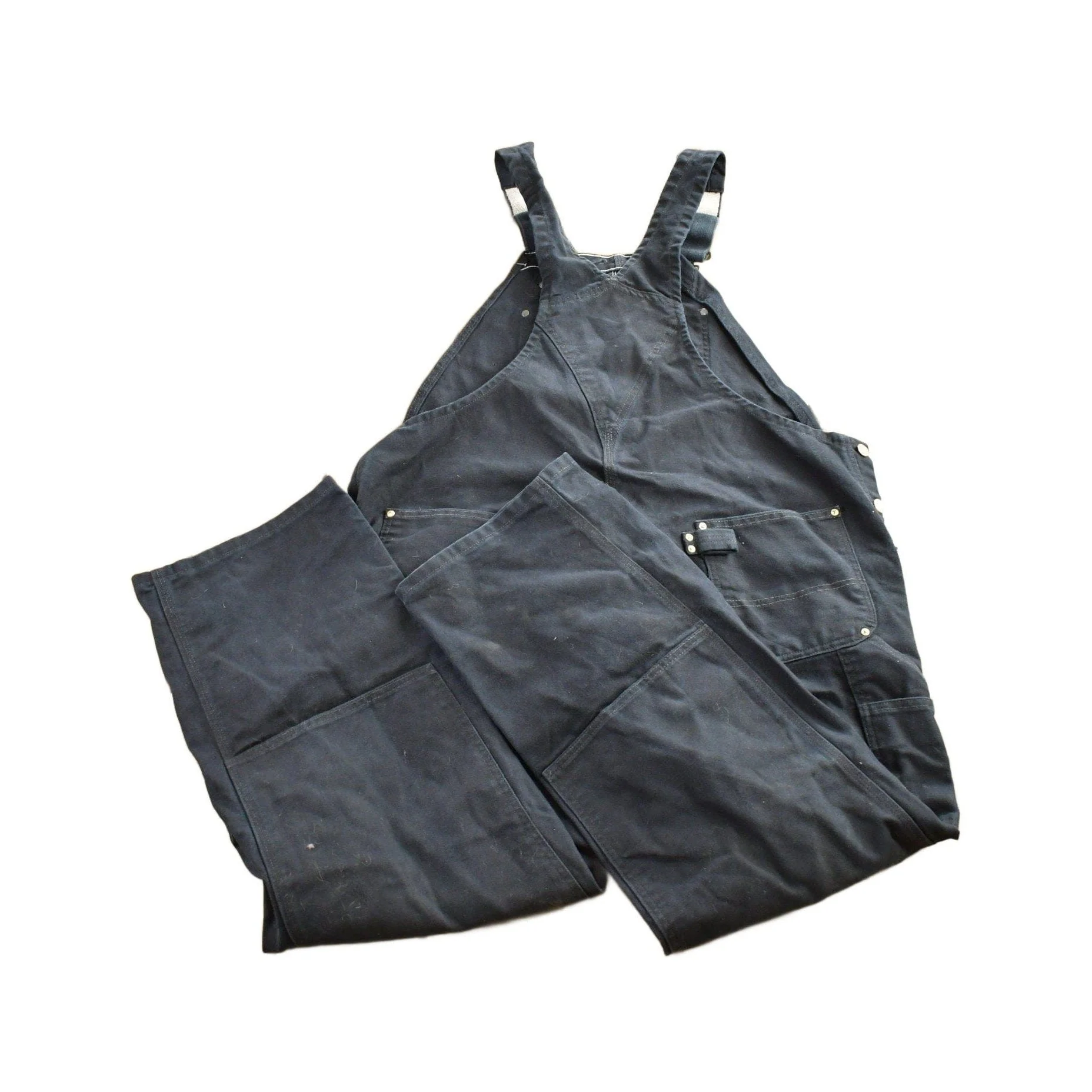 Vintage 1990s Carhartt Black Double Knee Canvas Overalls Men's 44 x 30 - Image 2
