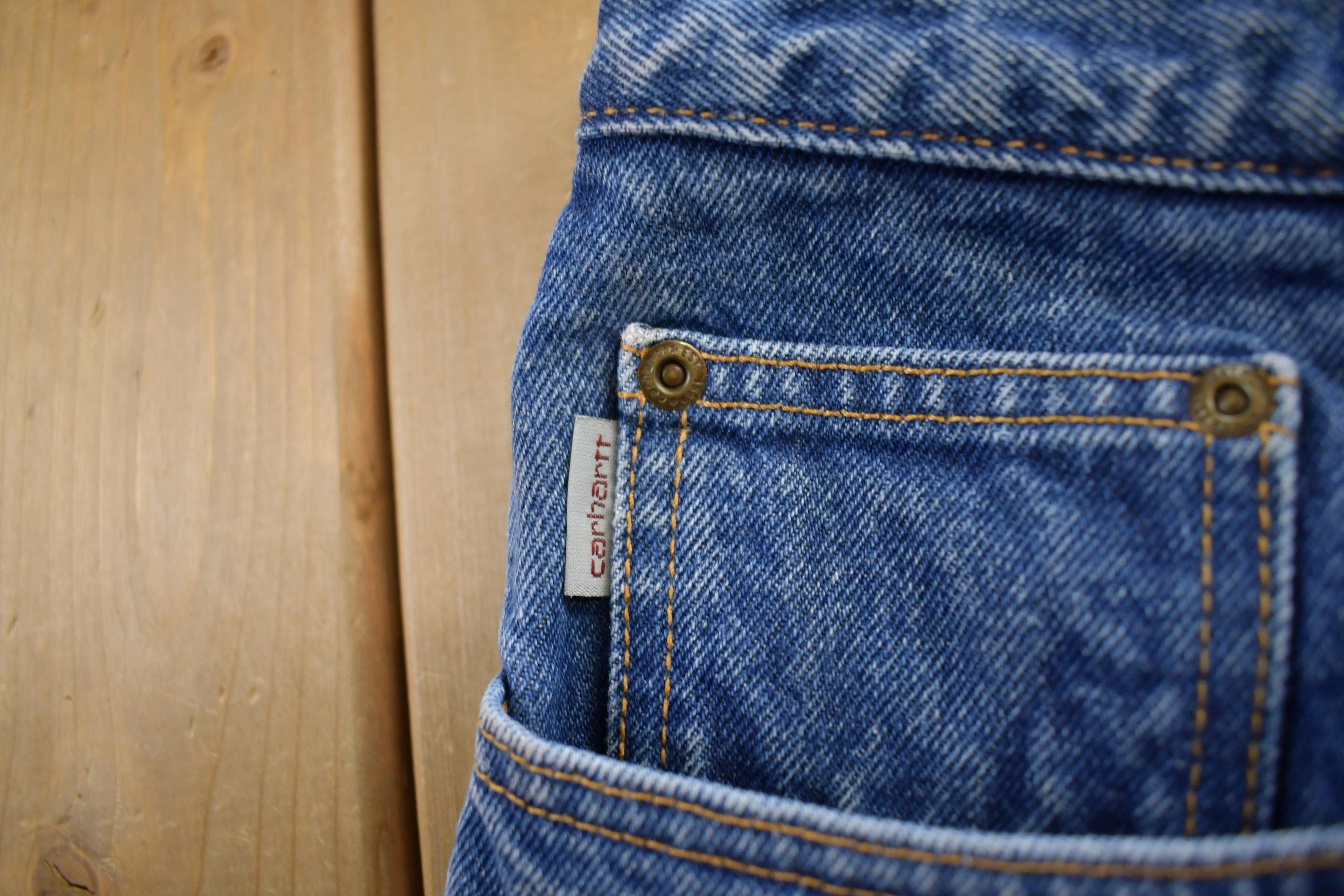 Vintage 1990s Carhartt Blanket Lined Blue Jeans Men's 36 x 30 - Image 3