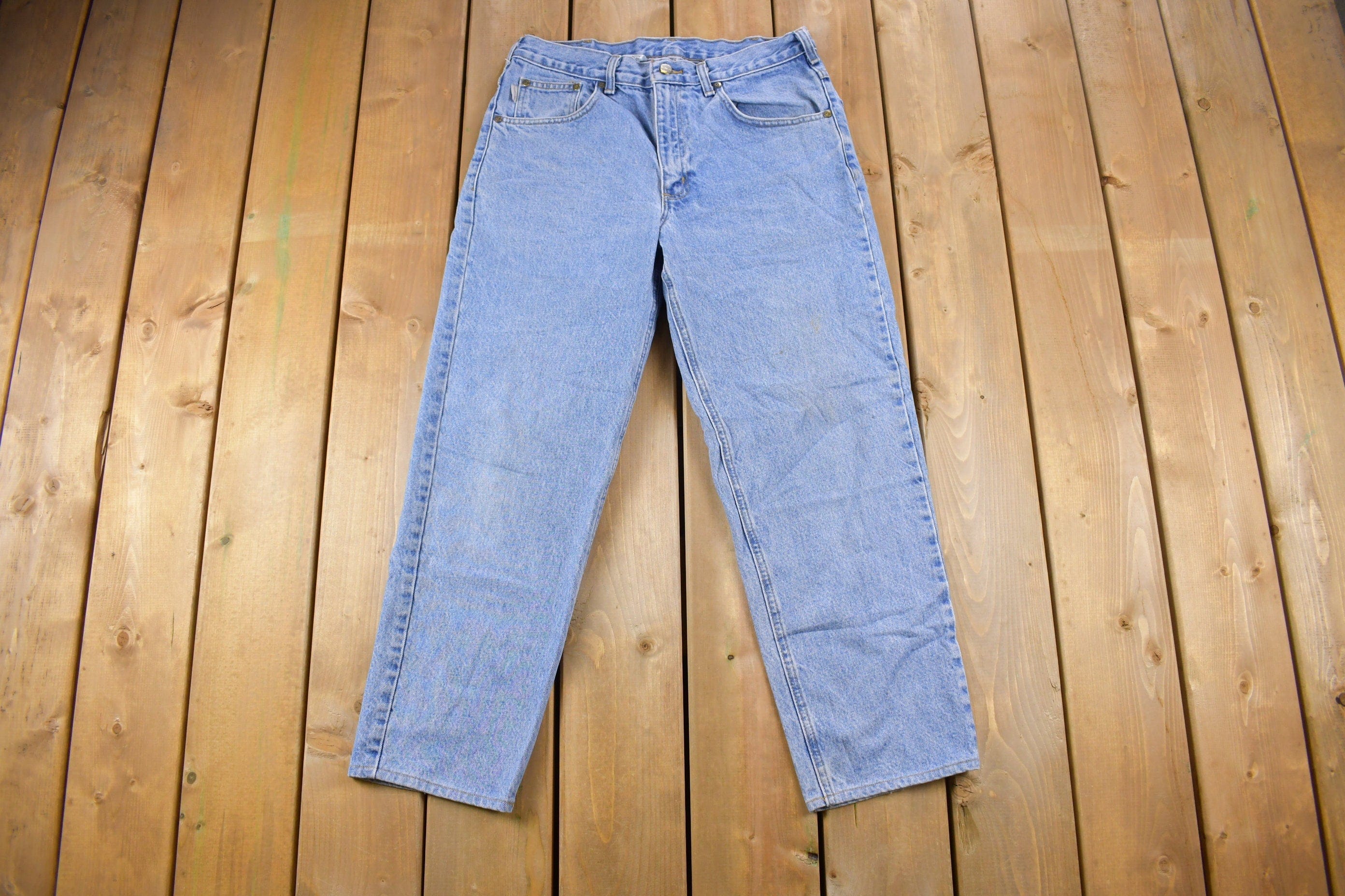 Vintage 1990s Carhartt Blue Denim Jeans Men's 32 x 27 - Image 3