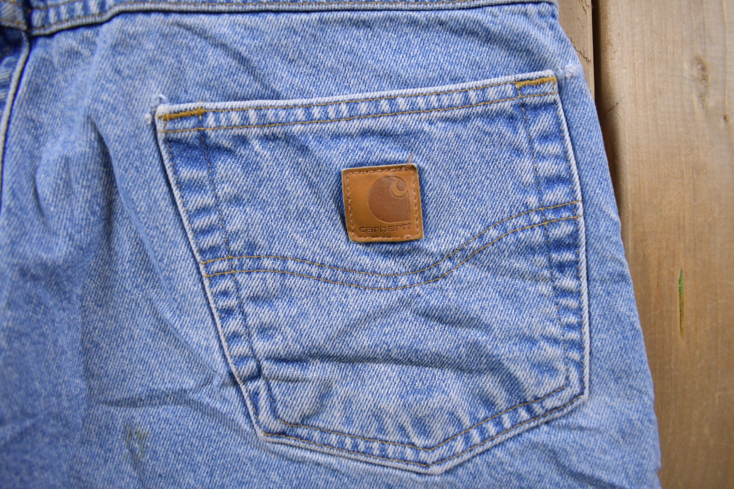 Vintage 1990s Carhartt Blue Denim Jeans Men's 32 x 27 - Image 4