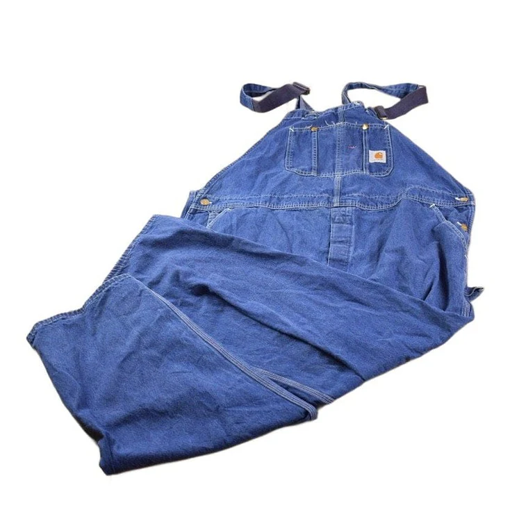 Vintage 1990s Carhartt Blue Denim Overalls Men's 50 x 28