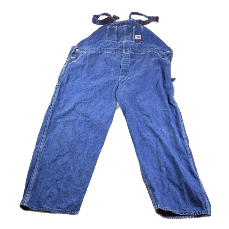 Vintage 1990s Carhartt Blue Denim Overalls Men's 50 x 28 - Image 2