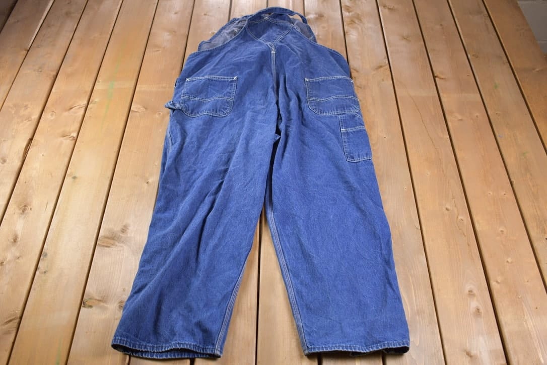 Vintage 1990s Carhartt Blue Denim Overalls Men's 50 x 28 - Image 3