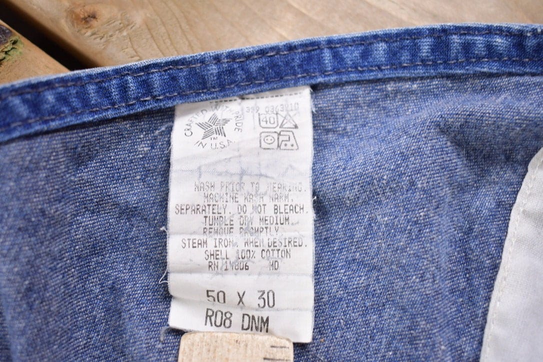 Vintage 1990s Carhartt Blue Denim Overalls Men's 50 x 28 - Image 6