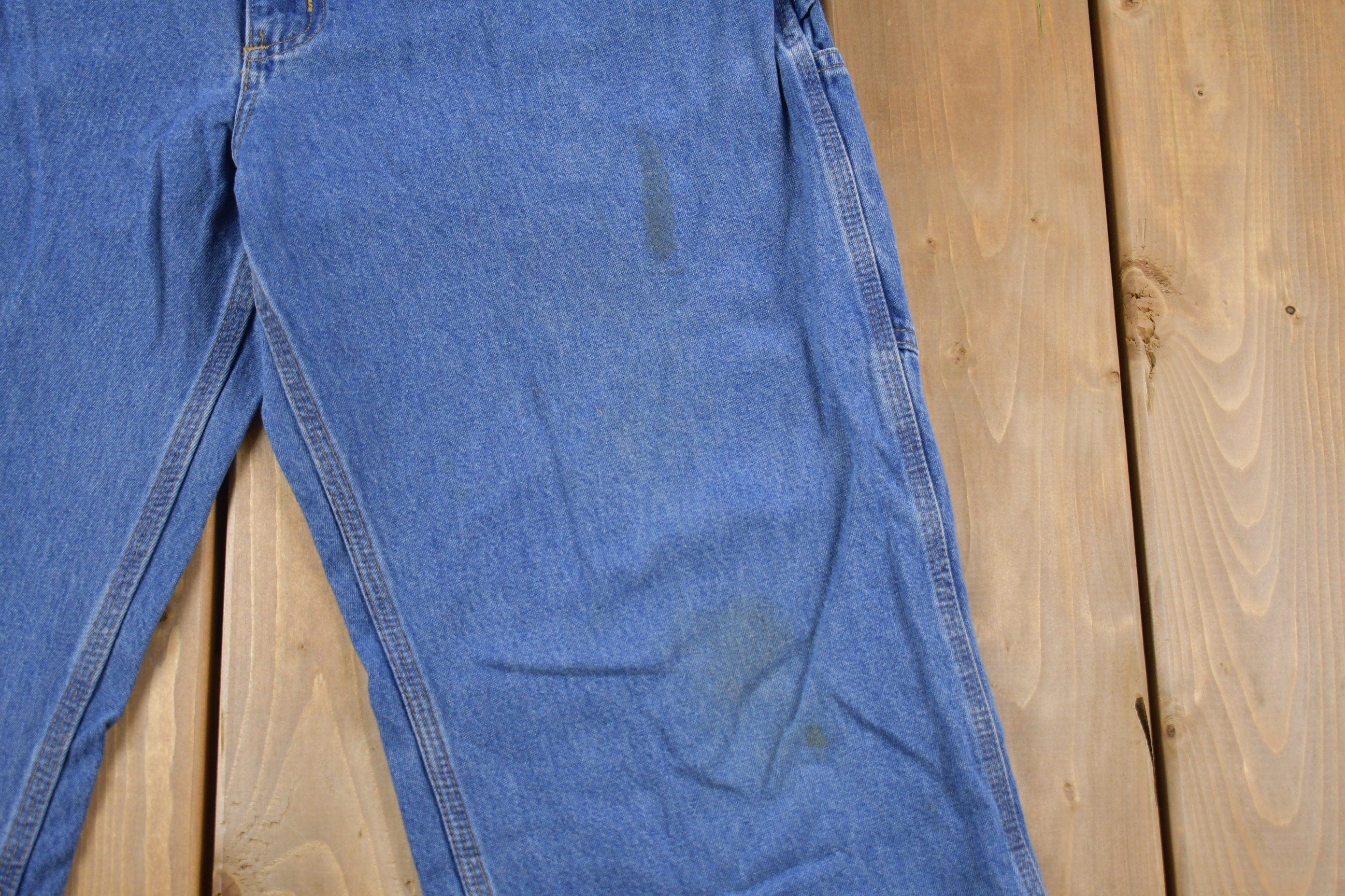 Vintage 1990s Carhartt Blue Denim Work Pants Men's 33 x 28 - Image 5