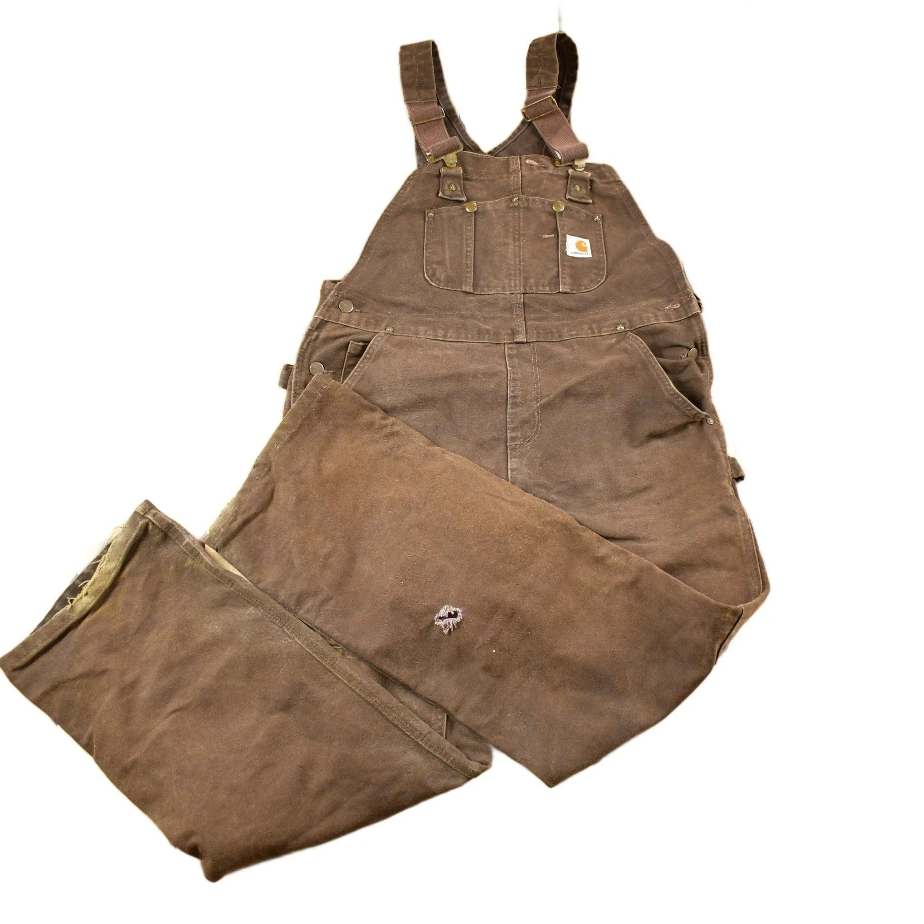 Vintage 1990s Carhartt Brown Canvas Double Knee Overalls Men's 36 x 29