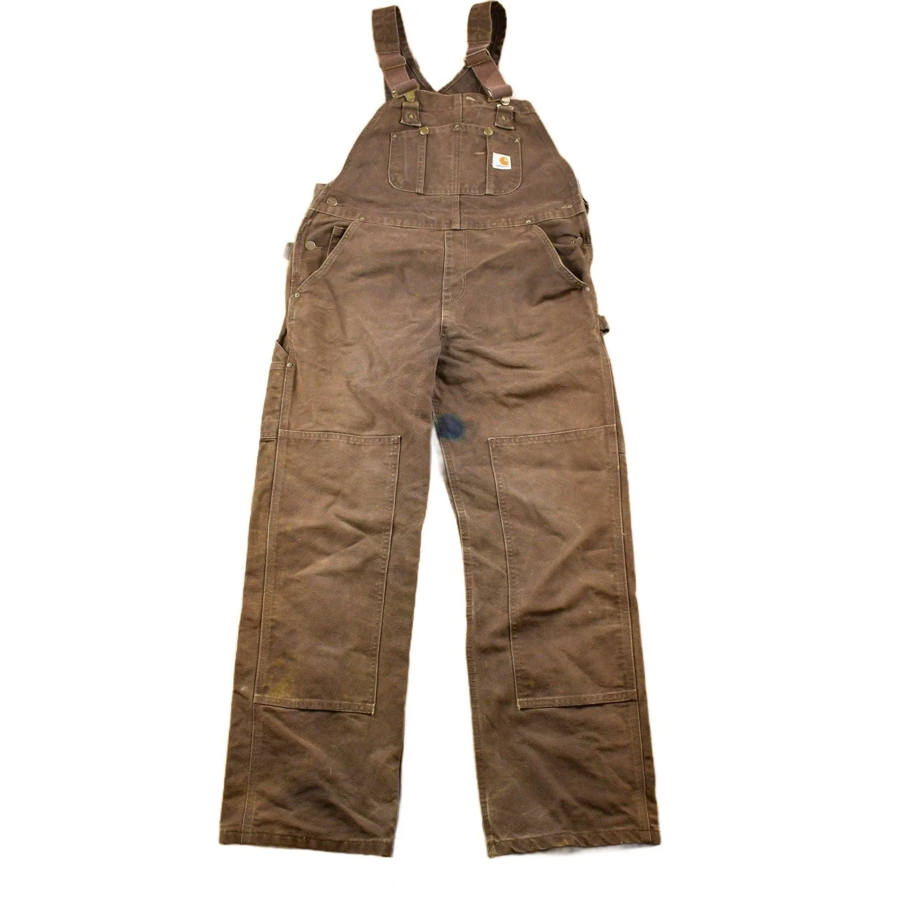 Vintage 1990s Carhartt Brown Canvas Double Knee Overalls Men's 36 x 29 - Image 2