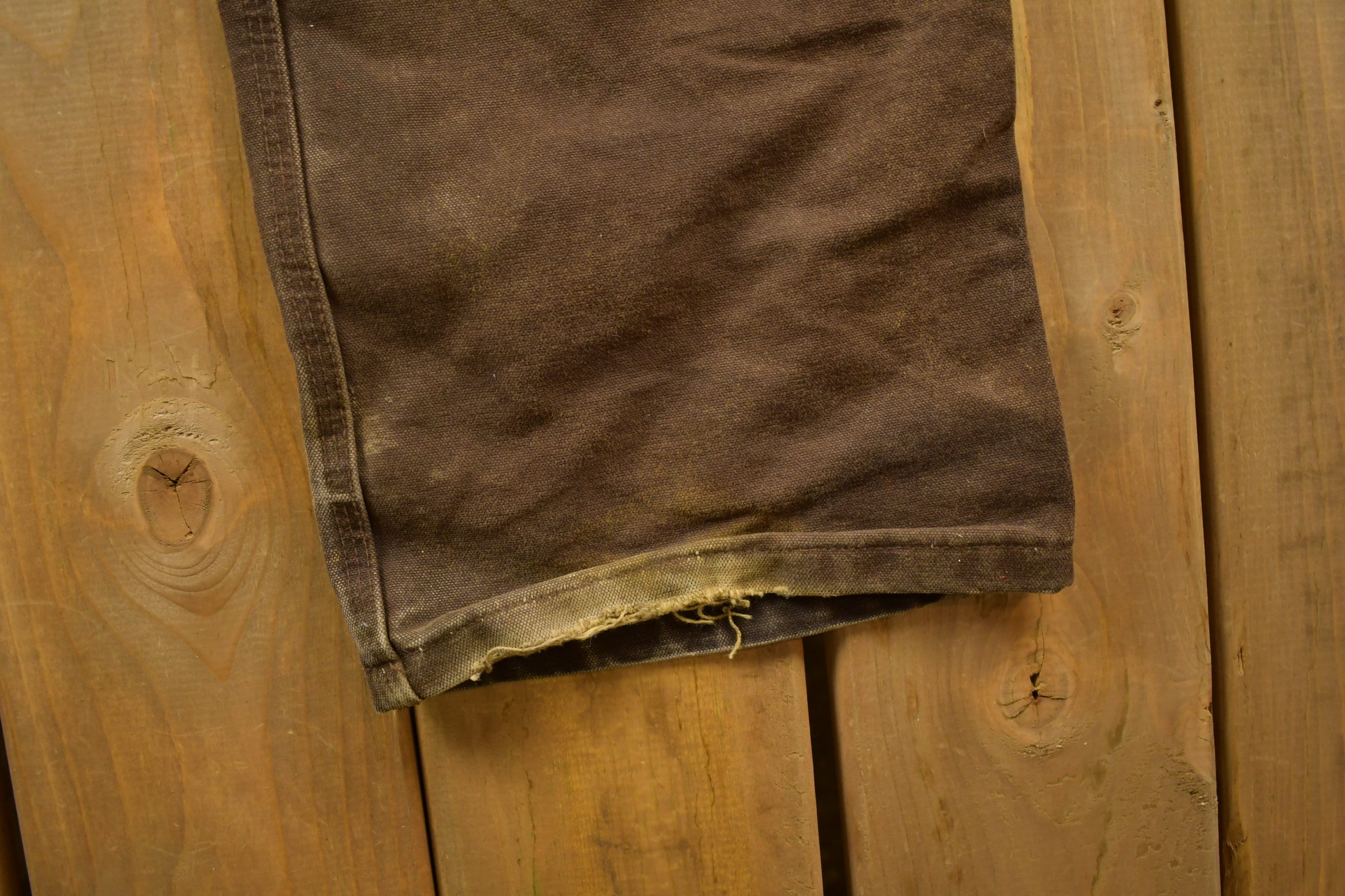 Vintage 1990s Carhartt Brown Canvas Double Knee Overalls Men's 36 x 29 - Image 7