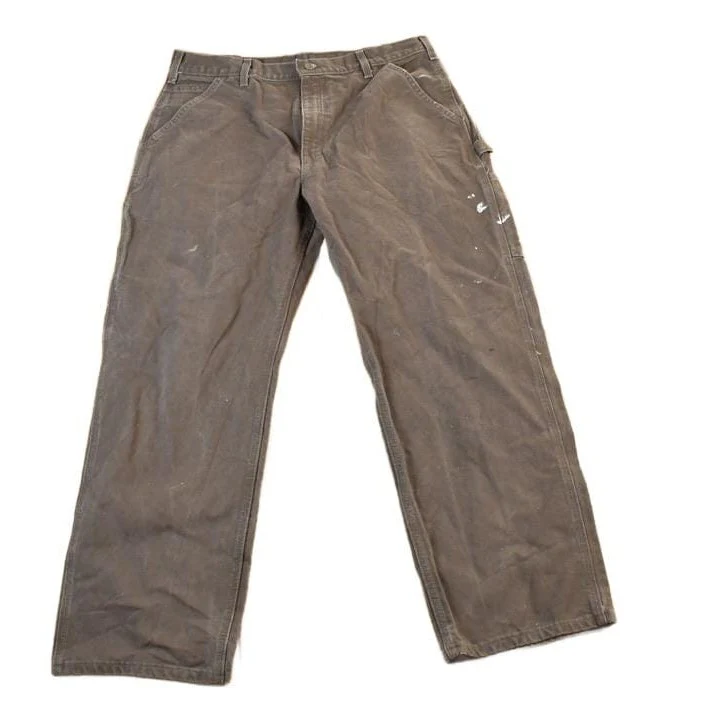 Vintage 1990s Carhartt Brown Denim Work Pants Men's 38 x 30 - Image 2