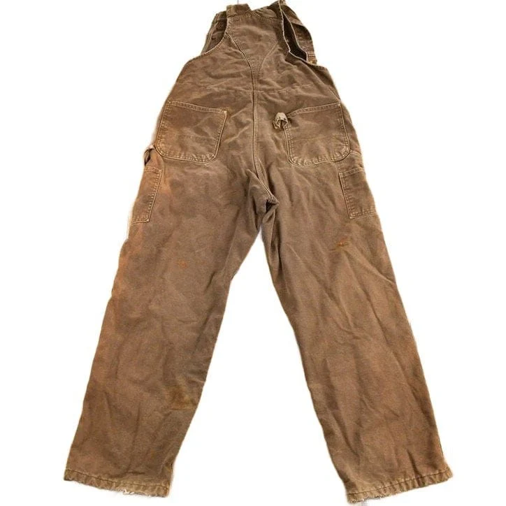 Vintage 1990s Carhartt Chocolate Brown Double Knee Canvas Overalls Men's 38 x 30 - Image 2
