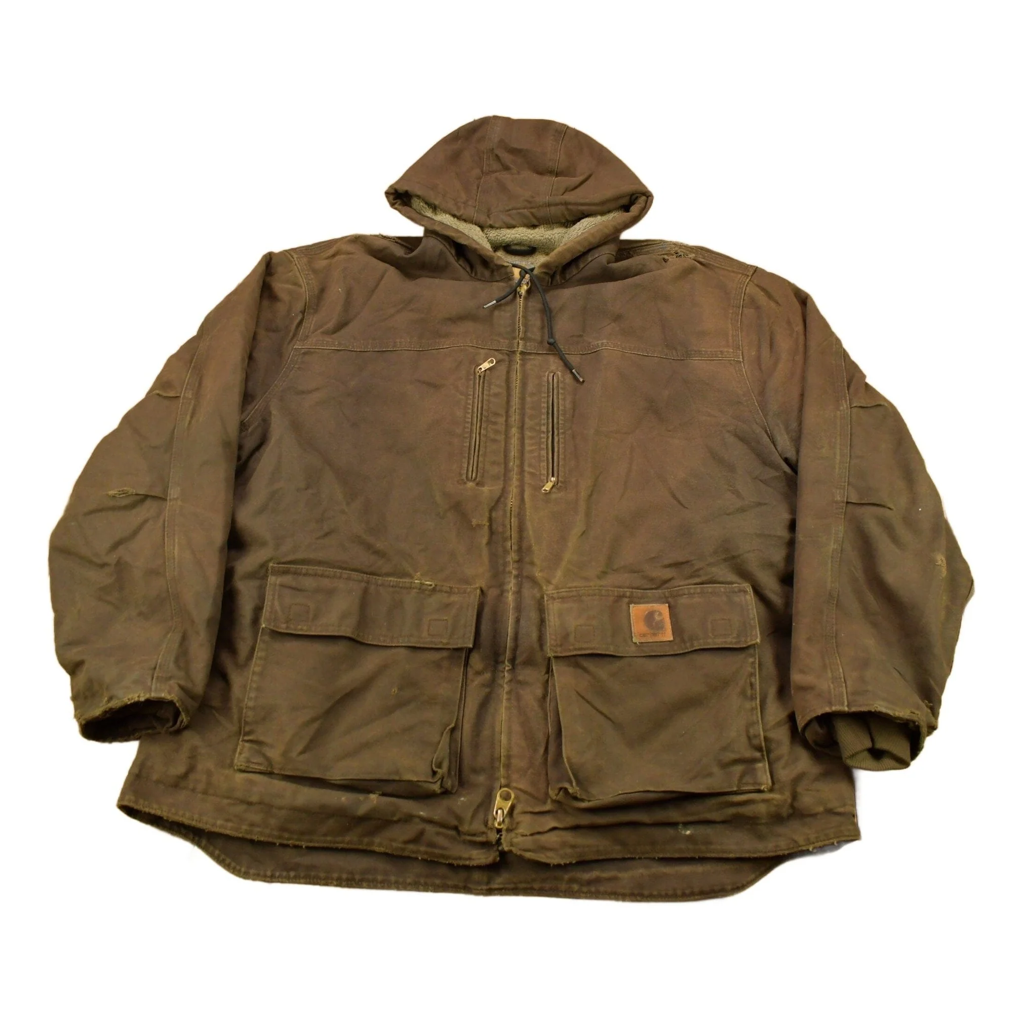 Vintage 1990s Carhartt Chocolate Brown Fleece Lined Work Jacket Men's XL