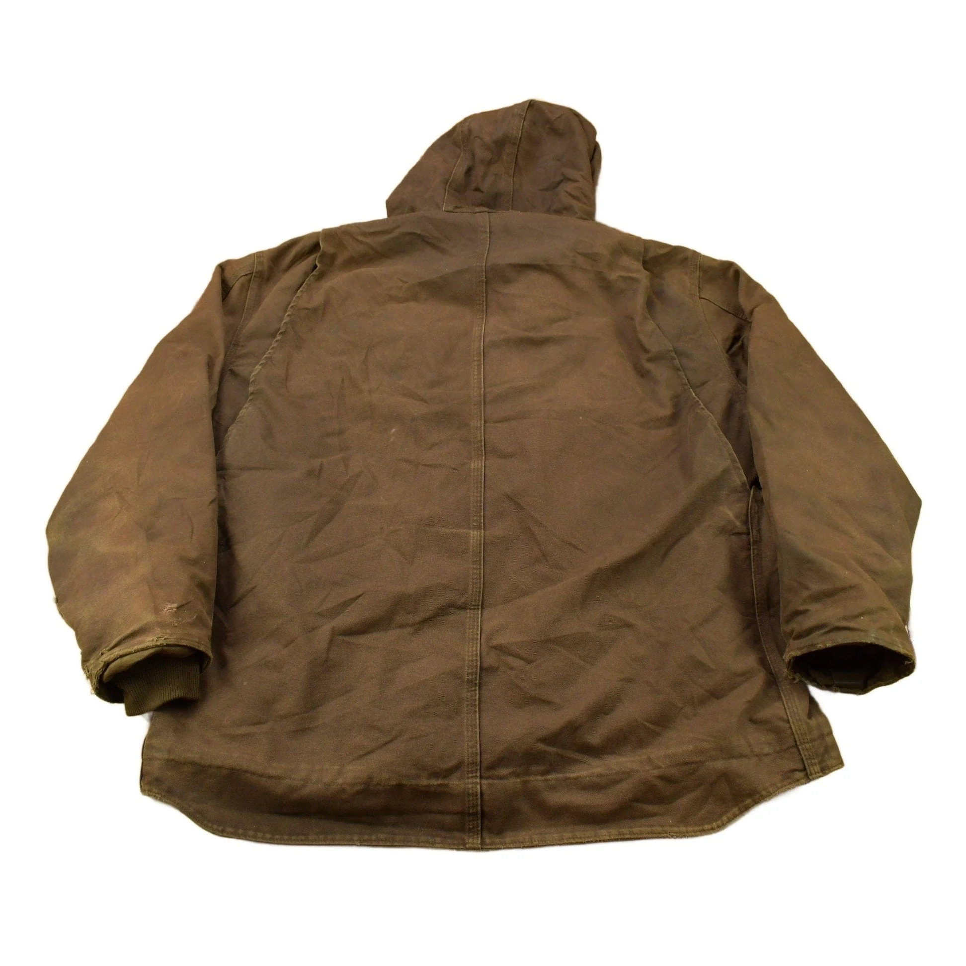 Vintage 1990s Carhartt Chocolate Brown Fleece Lined Work Jacket Men's XL - Image 2