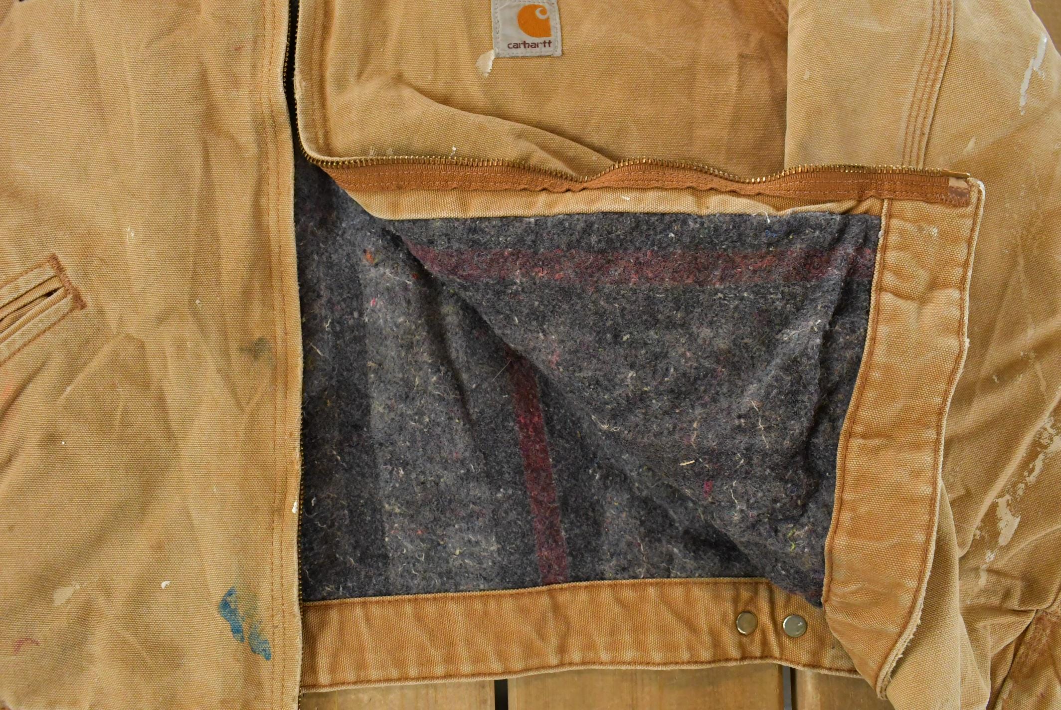 Vintage 1990s Carhartt Detroit Jacket Blanket Lined Men's Large - Image 6