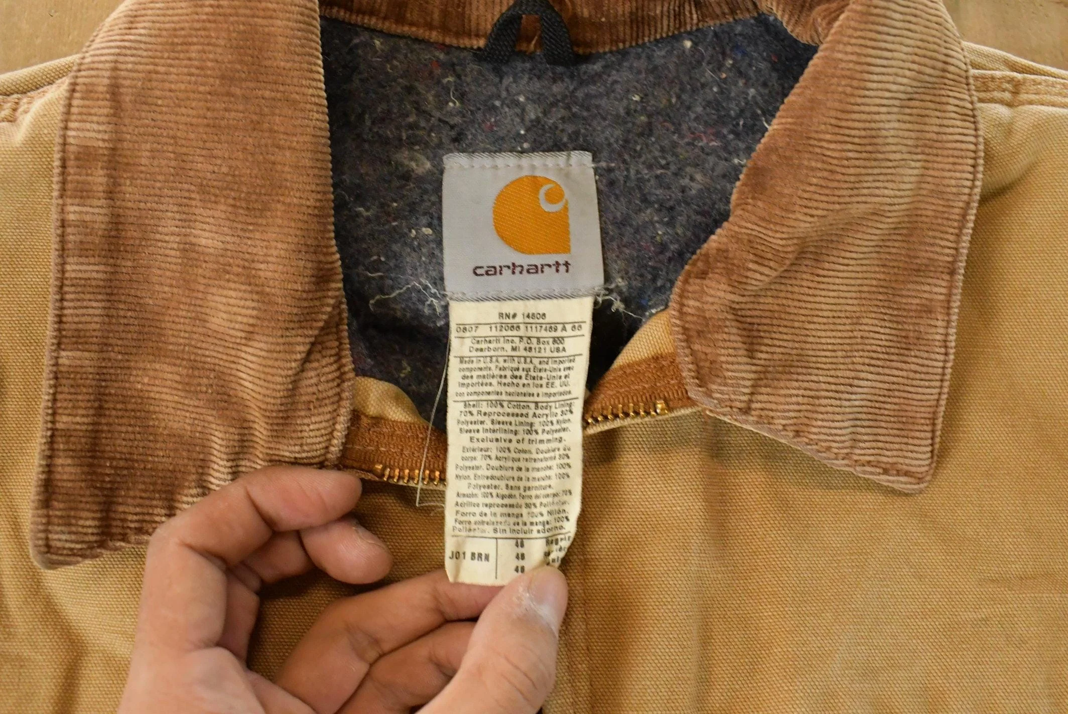 Vintage 1990s Carhartt Detroit Jacket Blanket Lined Men's Large - Image 7