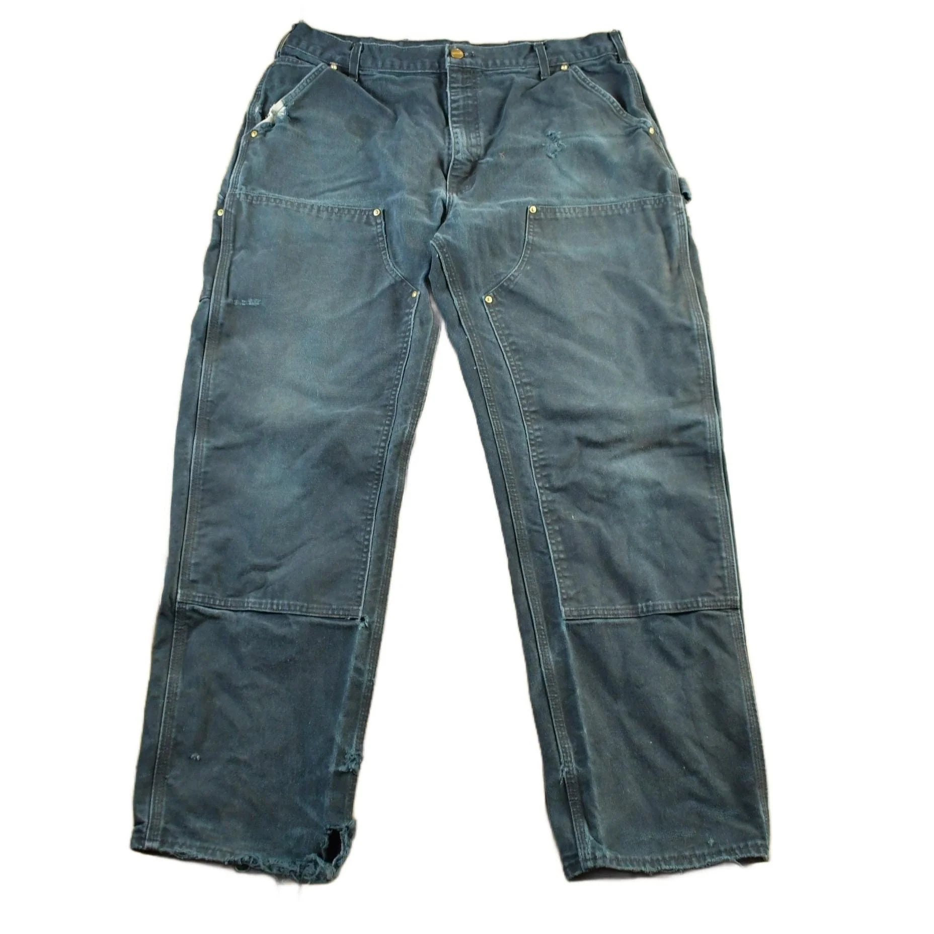 Vintage 1990s Carhartt Distressed Double Knee Denim Work Jeans Men's Large 36 x 30