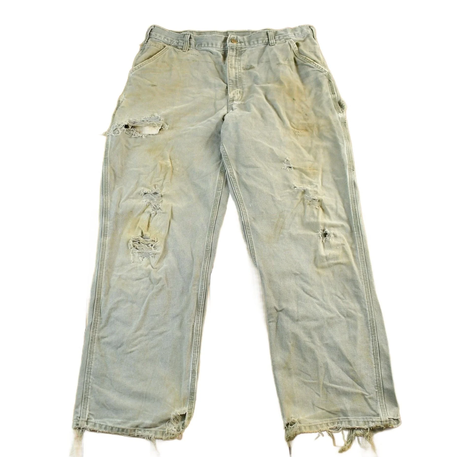 Vintage 1990s Carhartt Distressed Sun Faded Denim Work Jeans Men's 37 x 30