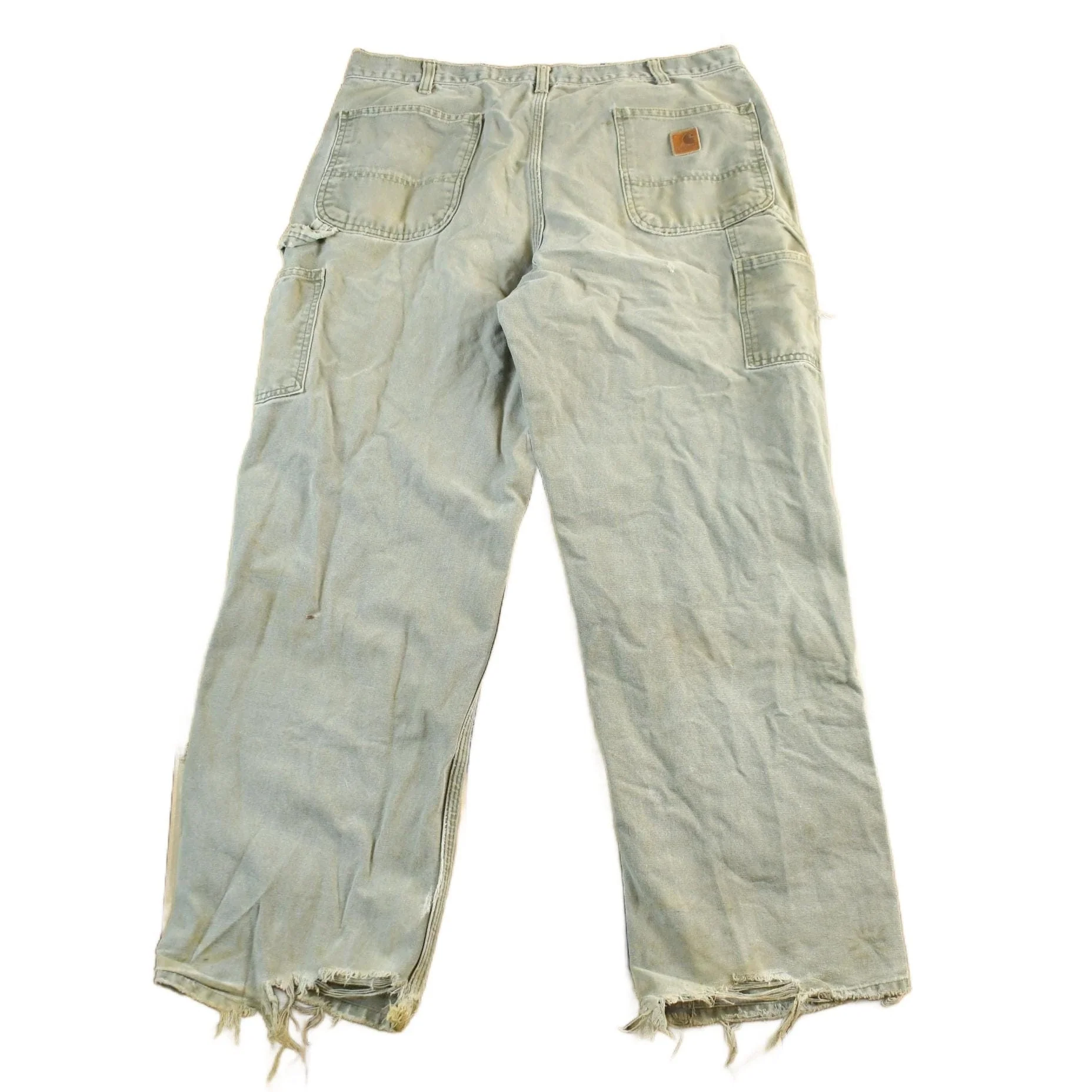 Vintage 1990s Carhartt Distressed Sun Faded Denim Work Jeans Men's 37 x 30 - Image 2