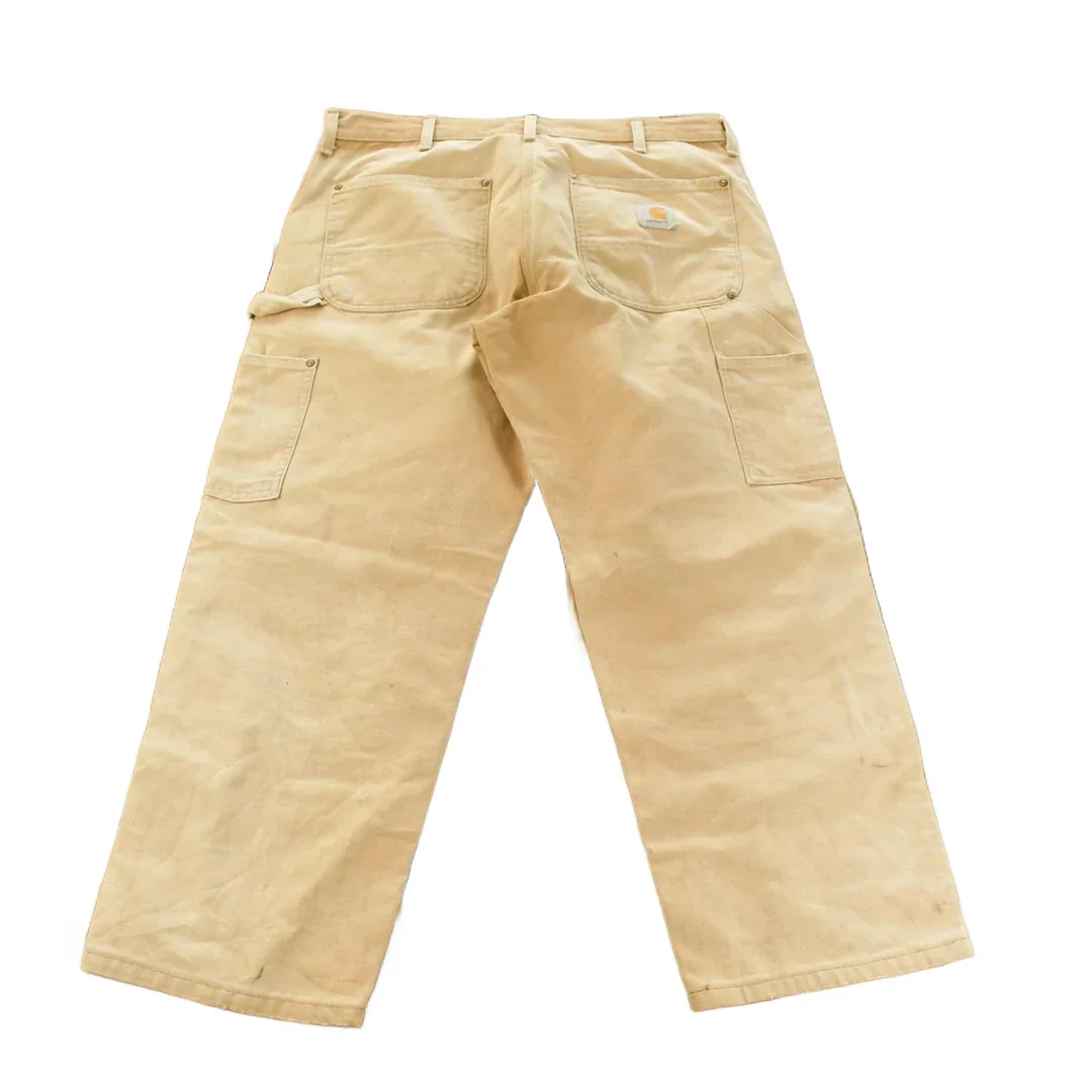 Vintage 1990s Carhartt Distressed Sun Faded Double Knee Pants Men's 34 x 29 - Image 2