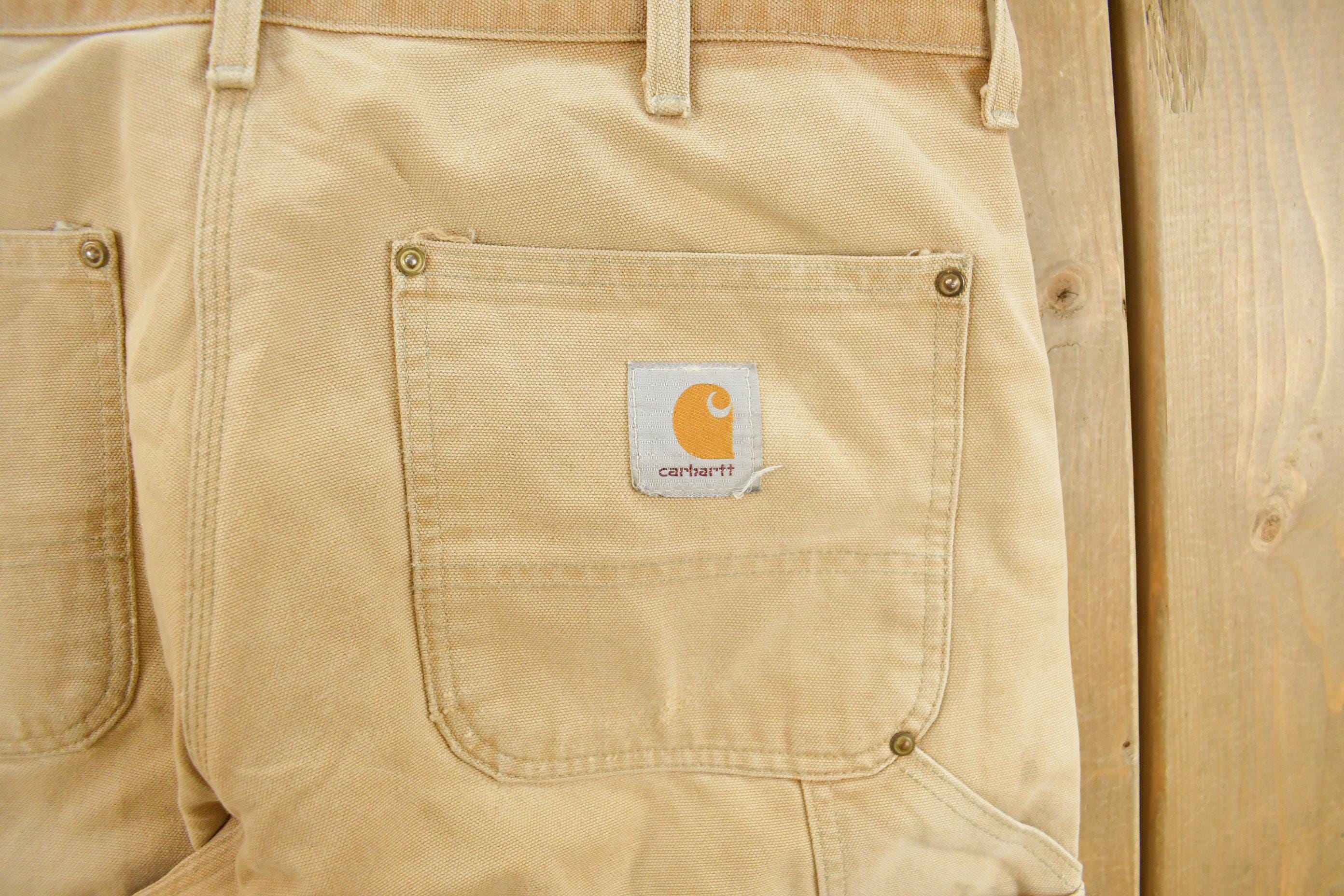 Vintage 1990s Carhartt Distressed Sun Faded Double Knee Pants Men's 34 x 29 - Image 5