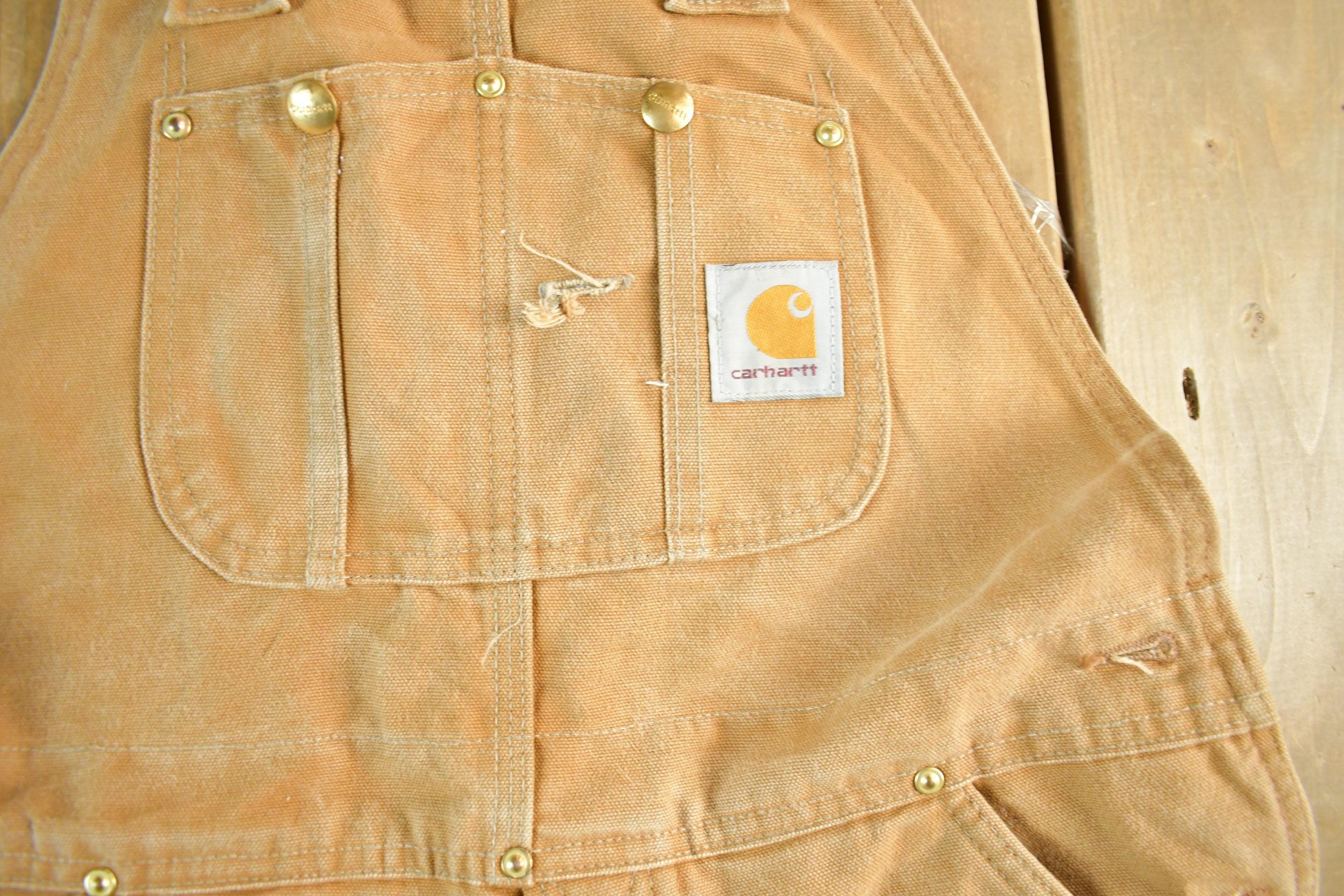 Vintage 1990s Carhartt Double Knee Canvas Overalls Men's 34 x 28 - Image 3