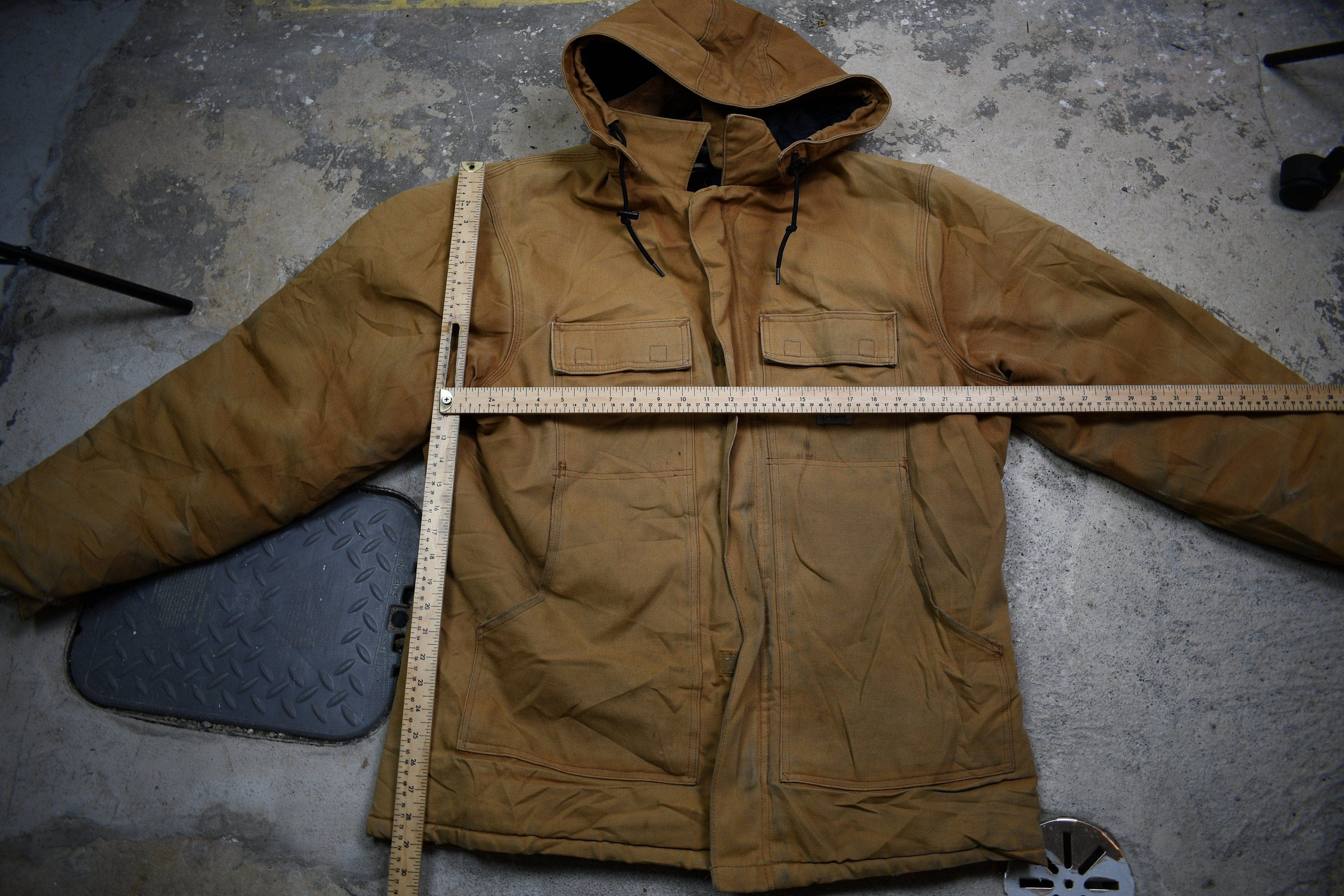 Vintage 1990s Carhartt Full Zip Detachable Hood Work Jacket Men's XL - Image 3