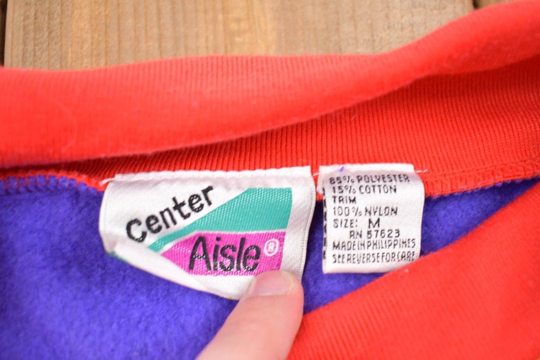 Vintage 1990s Center Aisle Bright Colourful Crewneck Sweater Men's Small - Image 3