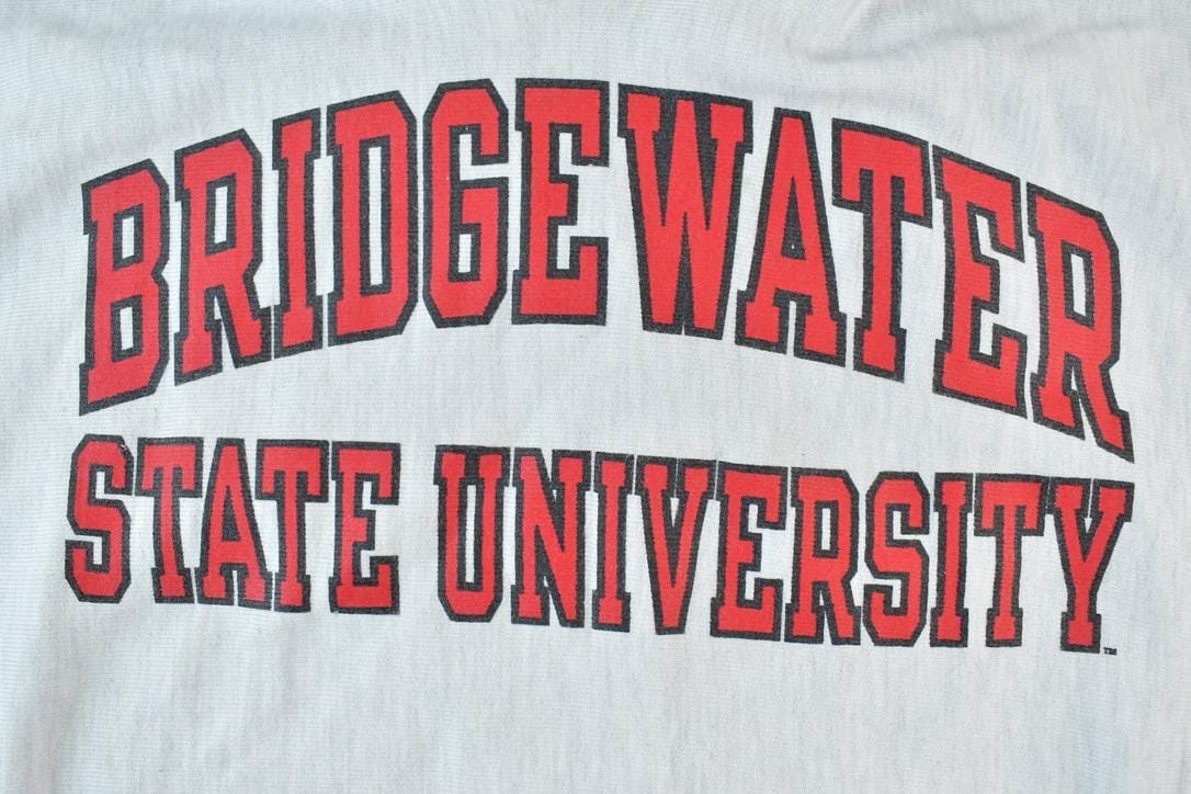 Vintage 1990s Champion Reverse Weave Bridgewater State University Hoodie Sweatshirt Men's Large - Image 4
