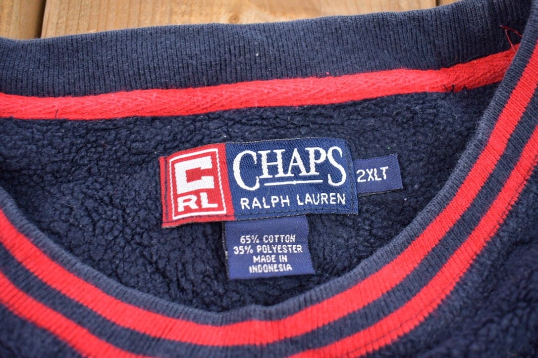 Vintage 1990s Chaps Ralph Lauren Blank Crewneck Sweatshirt Men's 2XL - Image 3