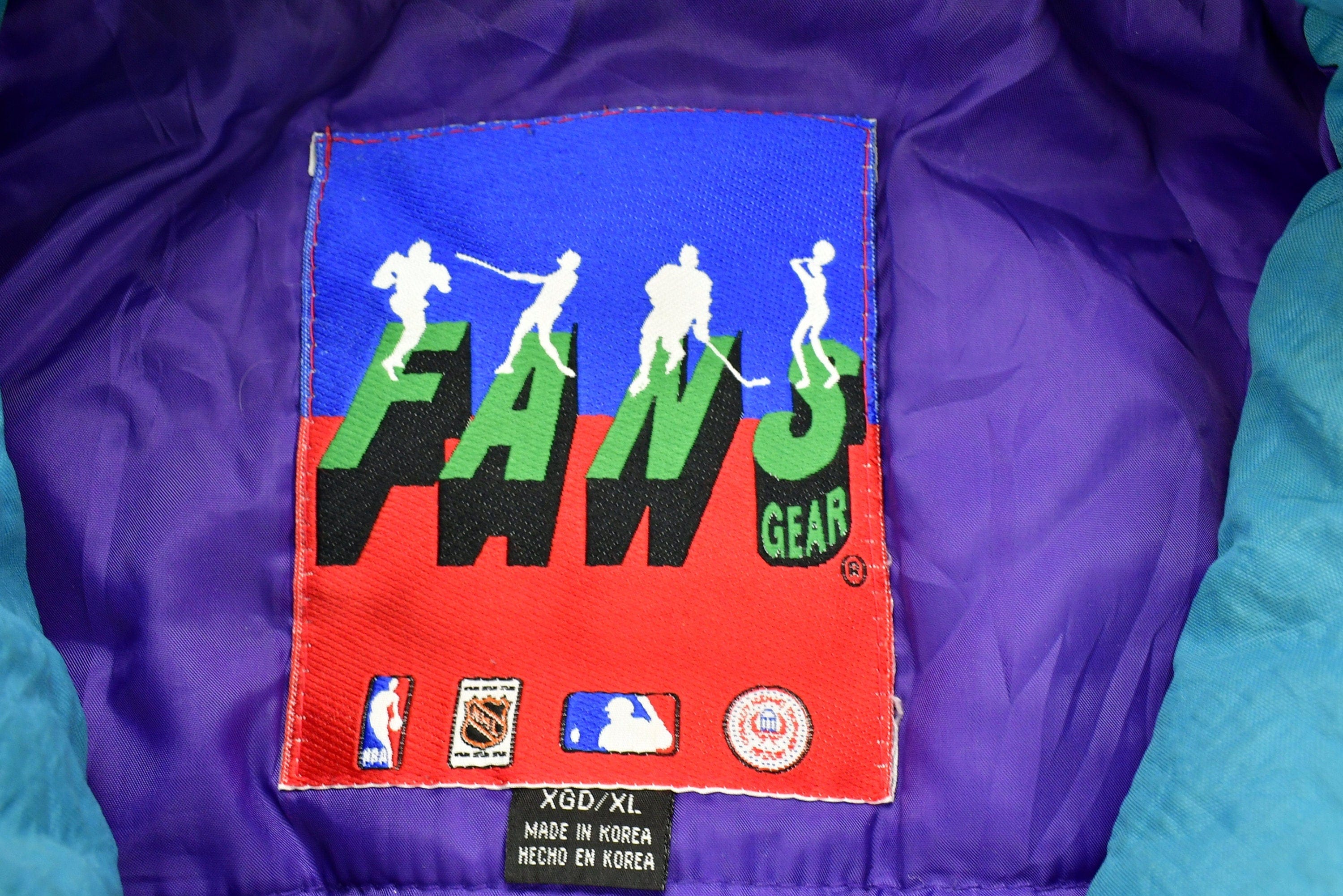 Vintage 1990s Charlotte Hornets NBA Distressed Anorak Puffer Jacket Men's XL - Image 5