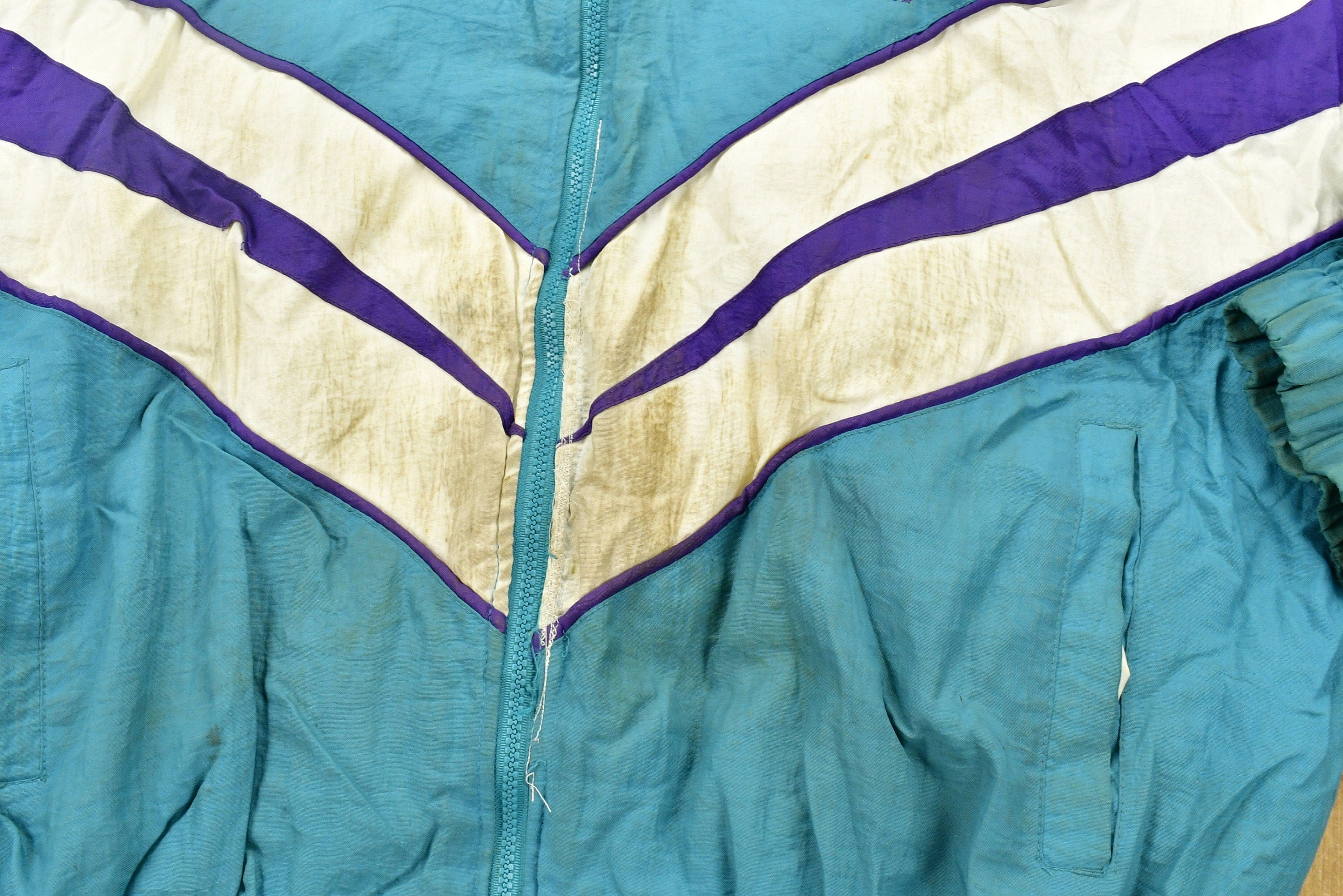 Vintage 1990s Charlotte Hornets NBA Distressed Anorak Puffer Jacket Men's XL - Image 8