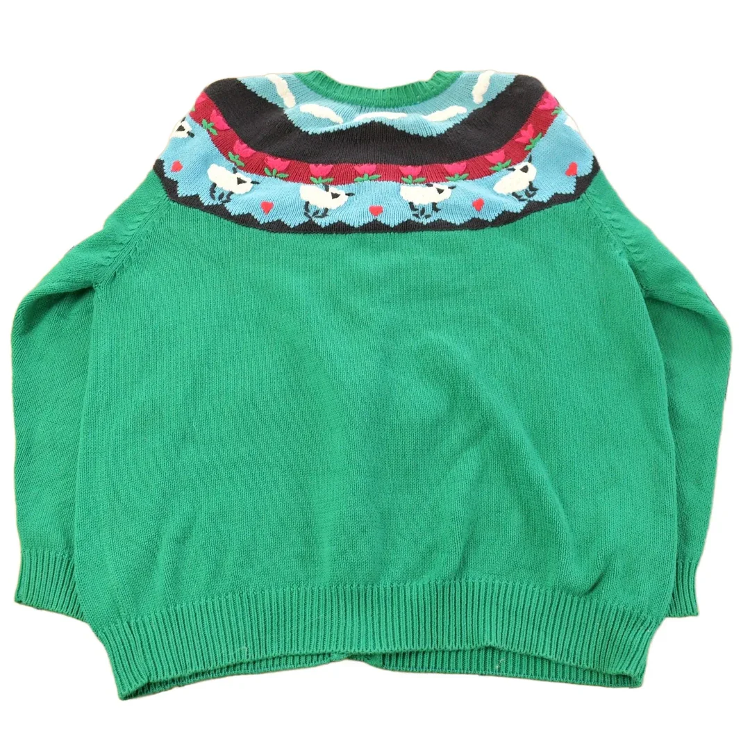 Vintage 1990s Charter Club Farm Knit Cardigan Sweater Women's XL - Image 2
